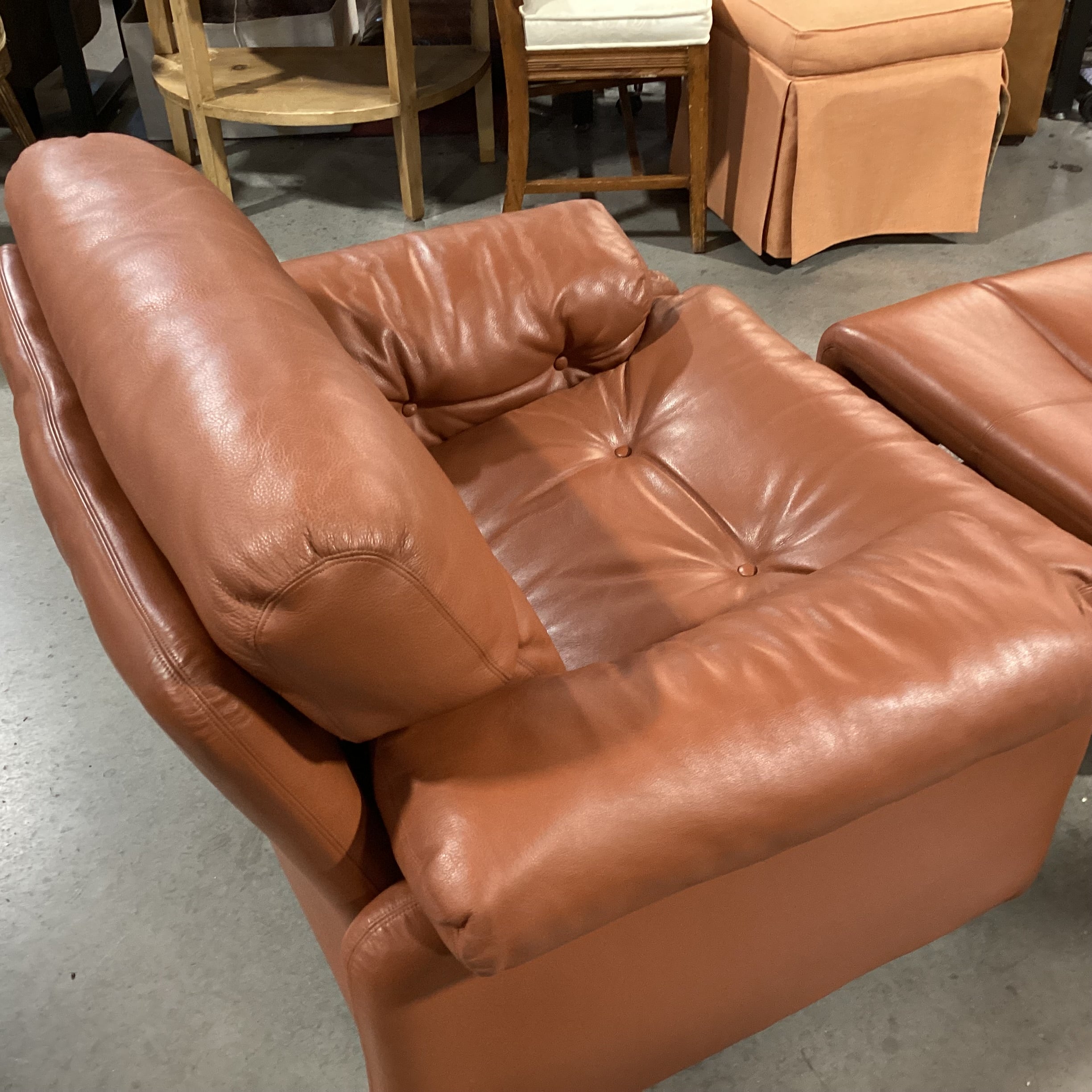Afra & Tobia Scarpa for B&B Italia Coronado Leather with Ottoman Lounge Chair 38"x 36"x 29"