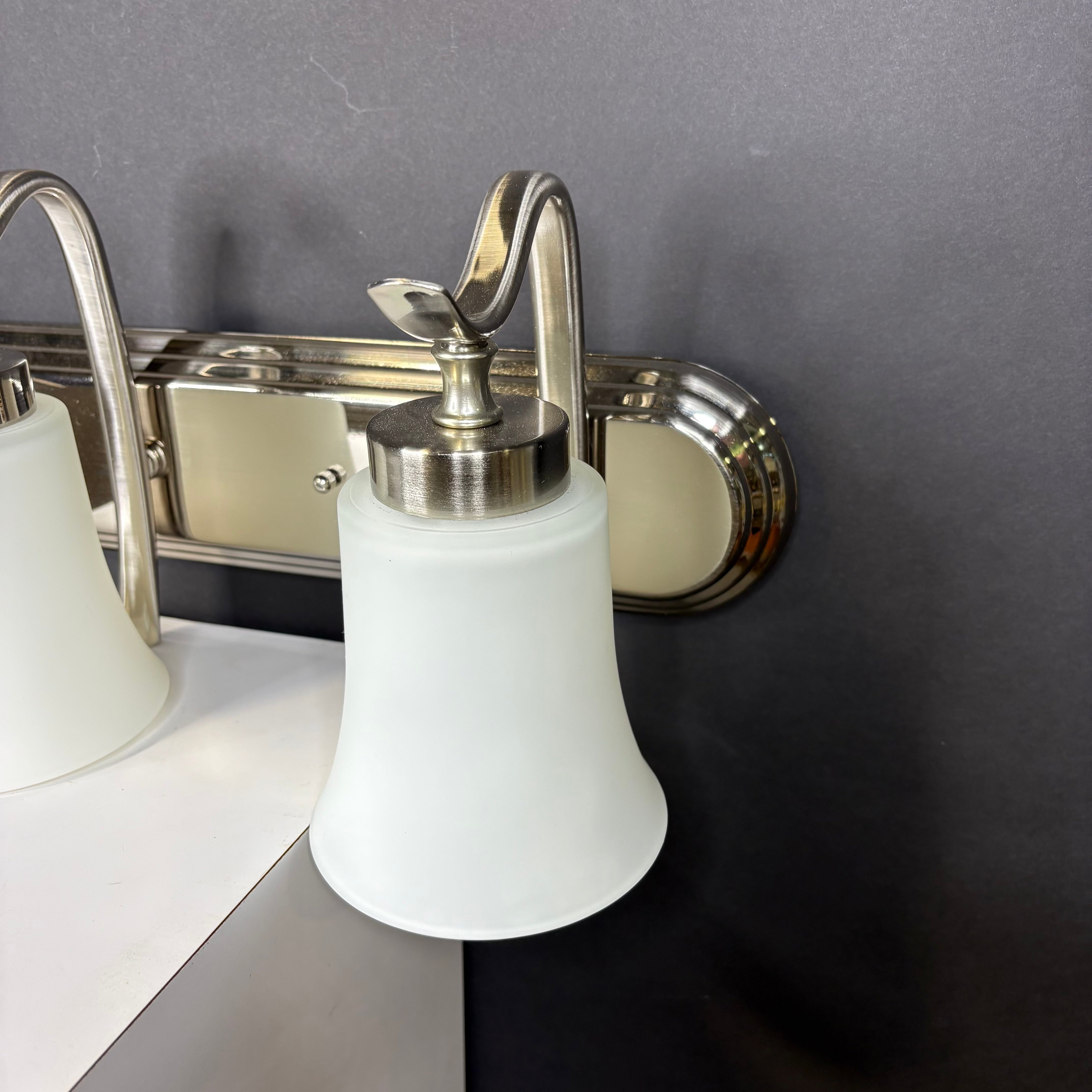 Craftmade 3-Light Polished Nickel with Frosted Glass Shades Vanity Wall Sconce 24”x 9”x 8”