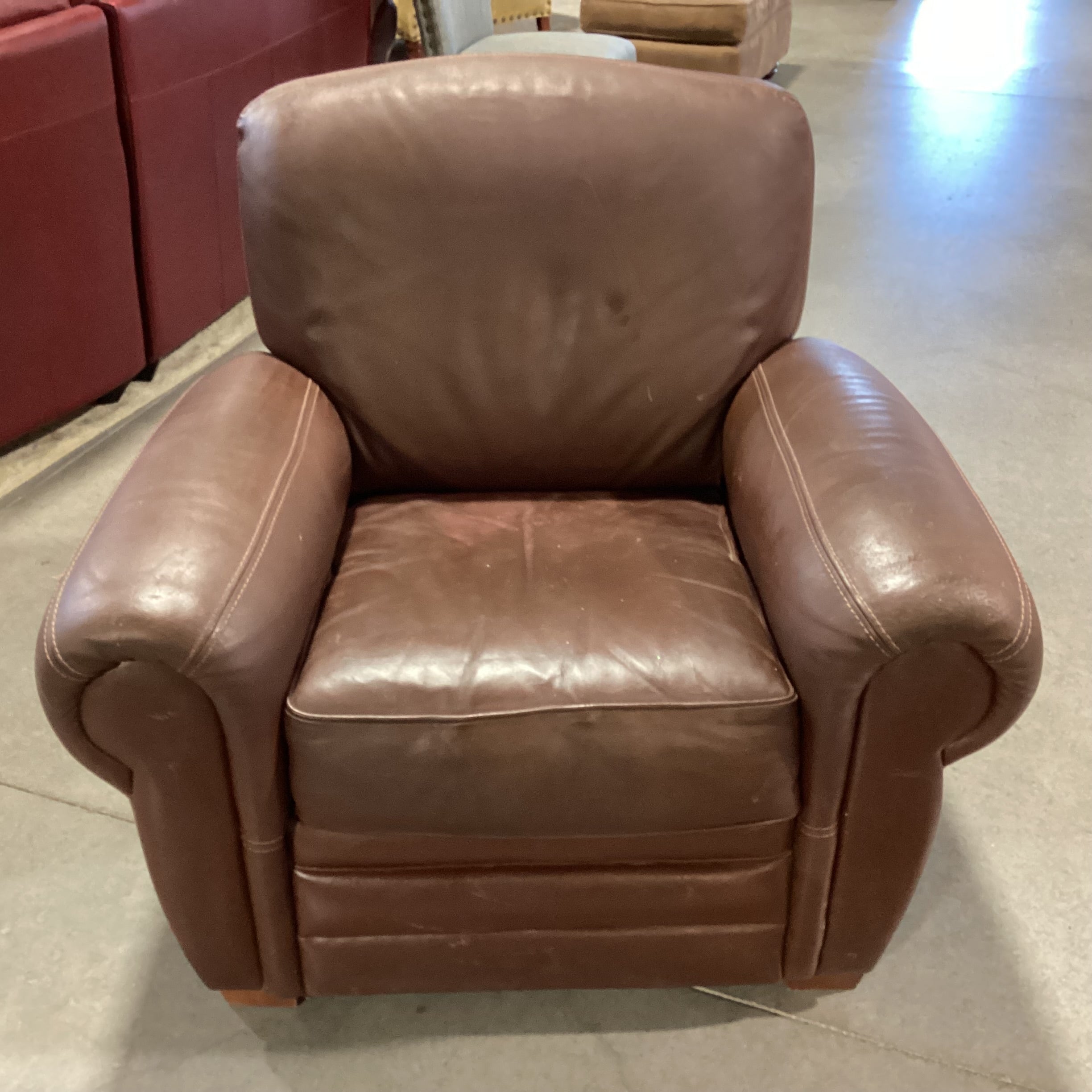 Calia Brown Leather Chair 40"x 34"x 36"