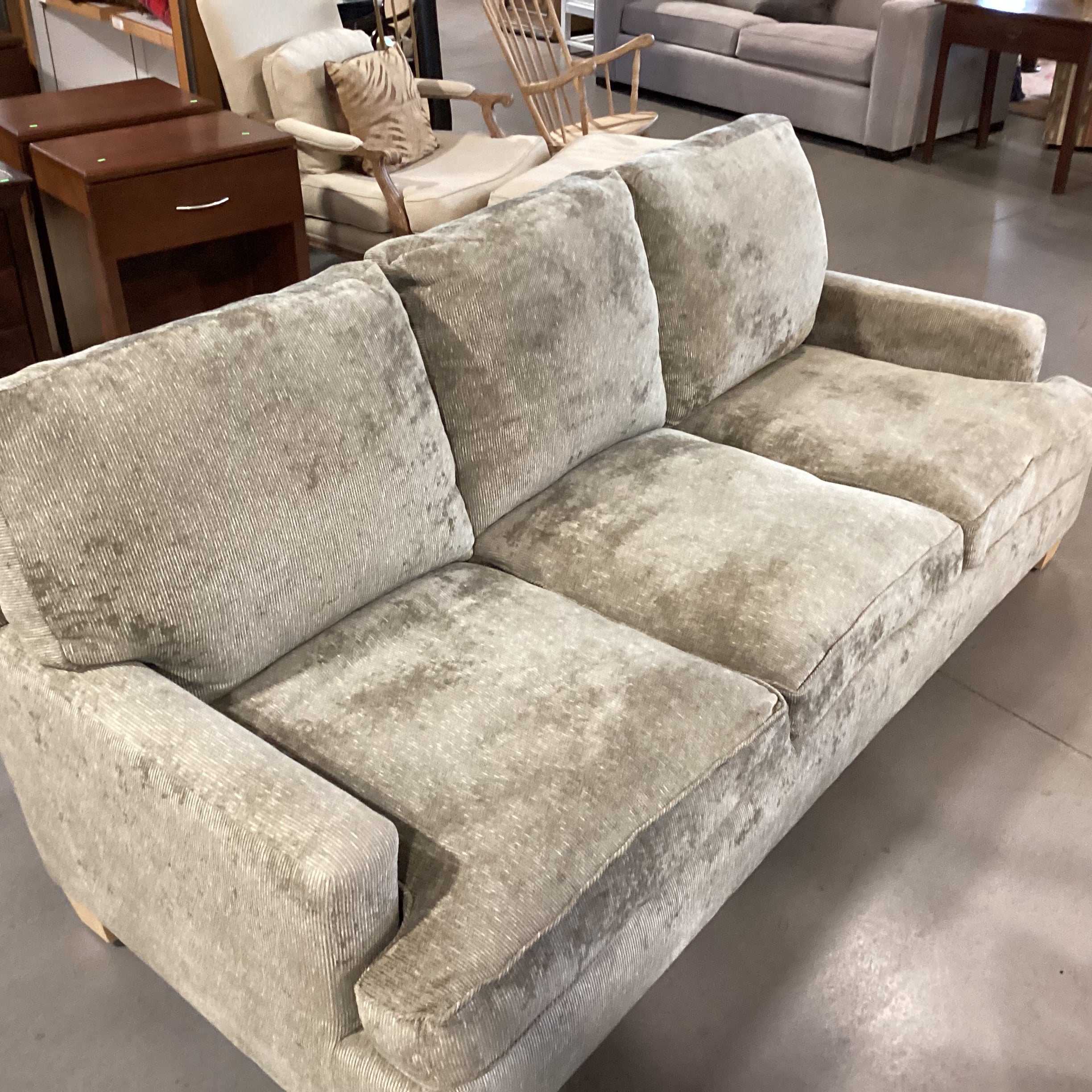 Custom Sage Ribbed Chenille Woven & Down Sofa 89"x 40"x 35"