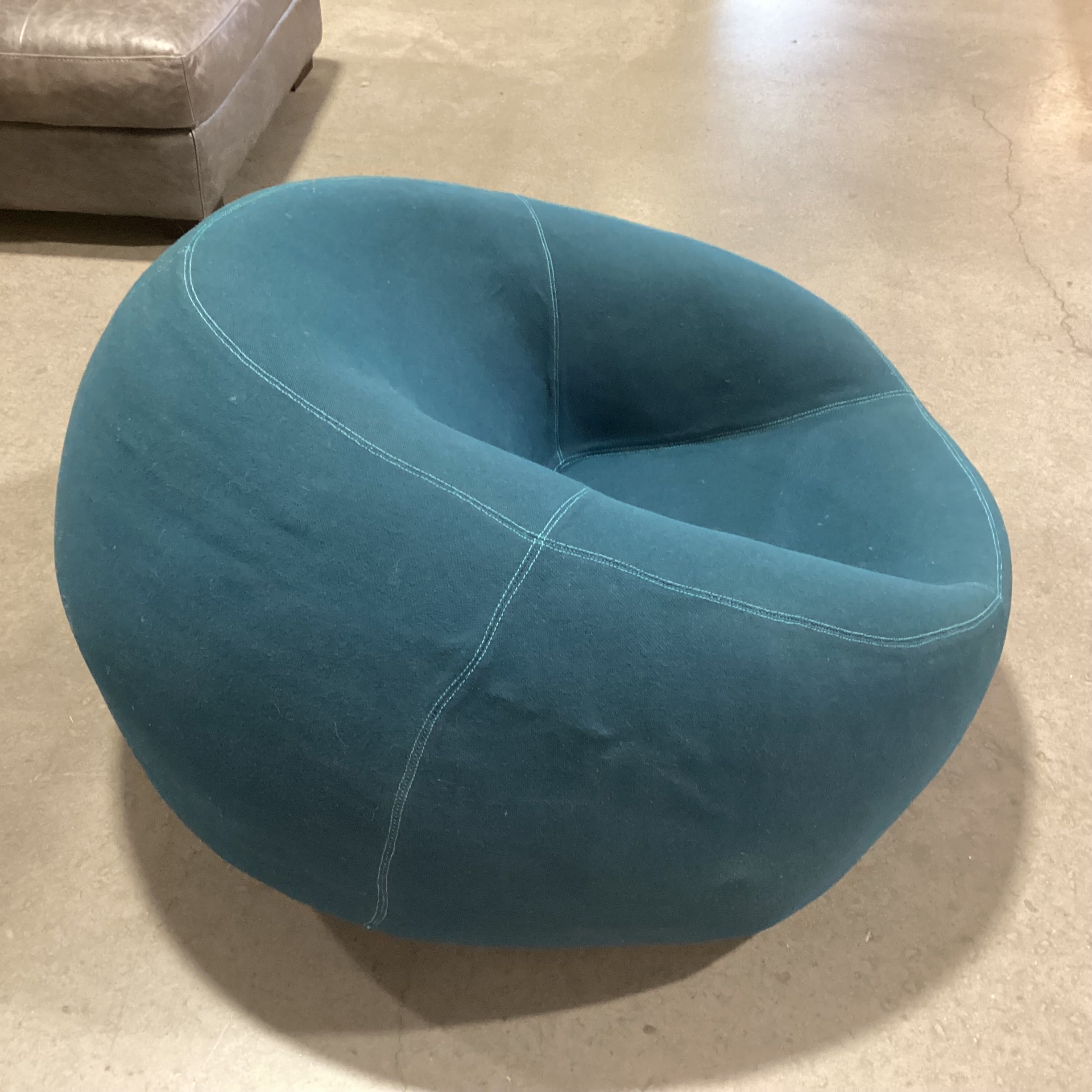 HUG Lake Tweed with Stitching Accent Round Low Chair 38"x 44"x 26"