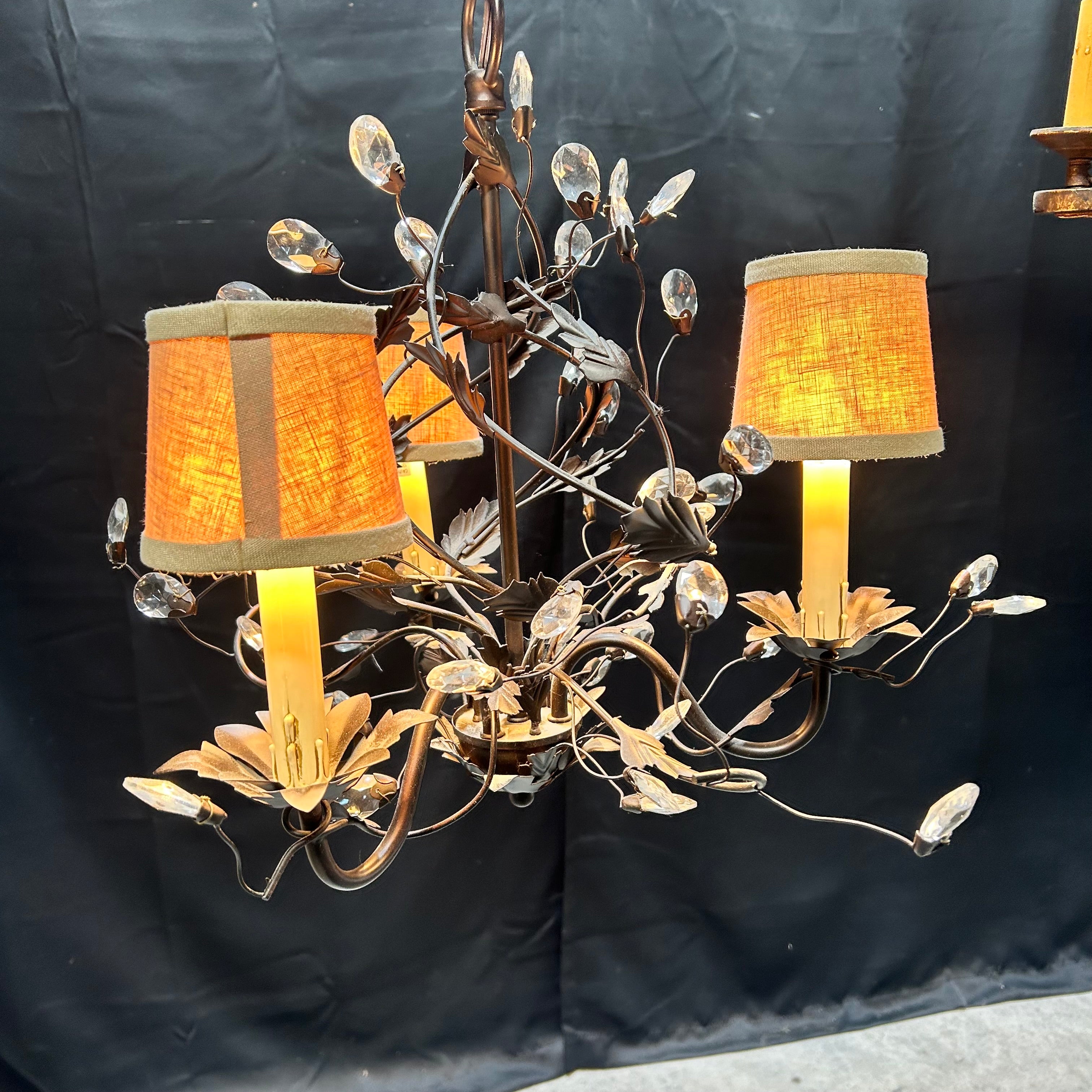 Antique style Crystal Floral 3 Light 19"x 16"Chandelier