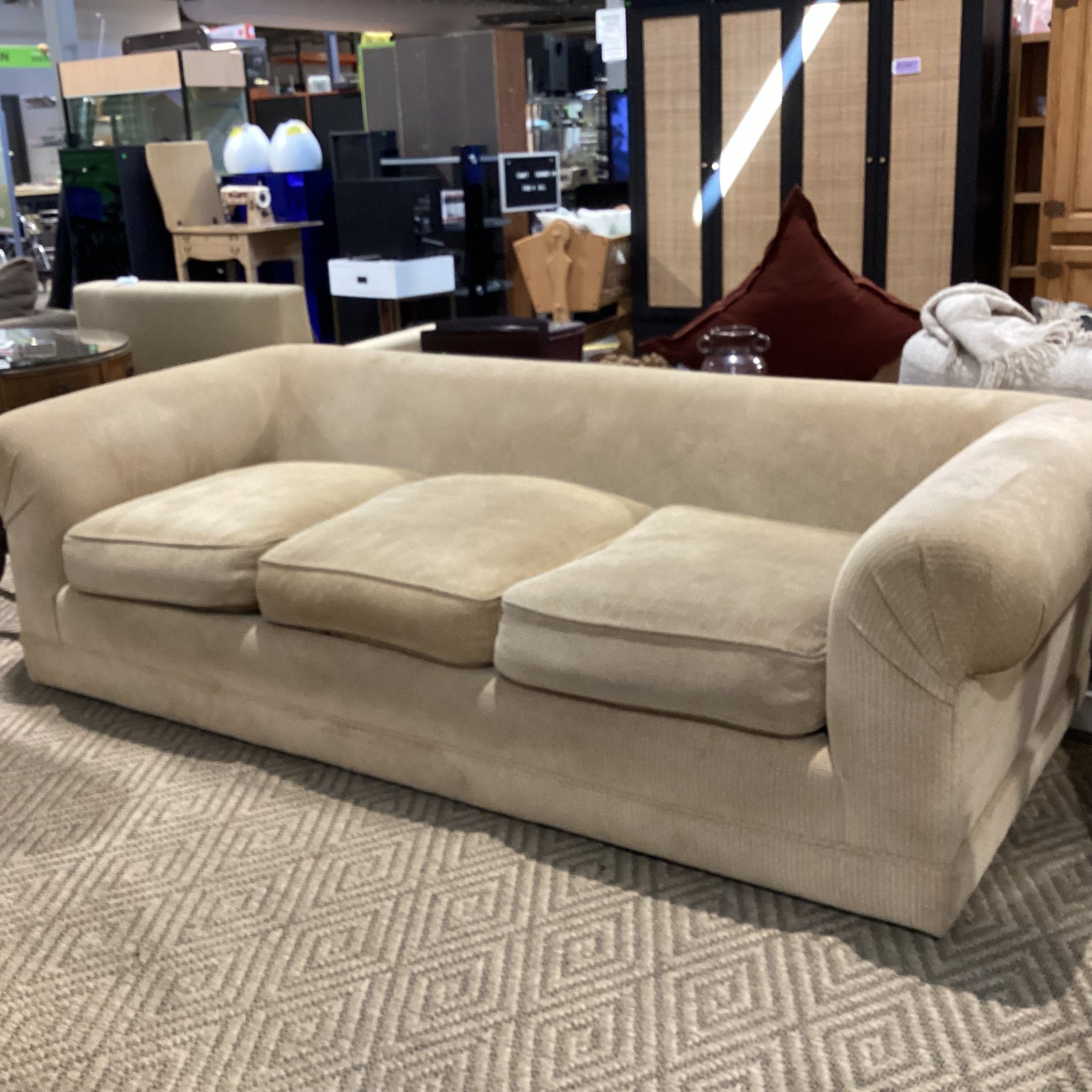 Golden Chenille Woven Roll Arm & Back Sofa 97"x 42"x 29"