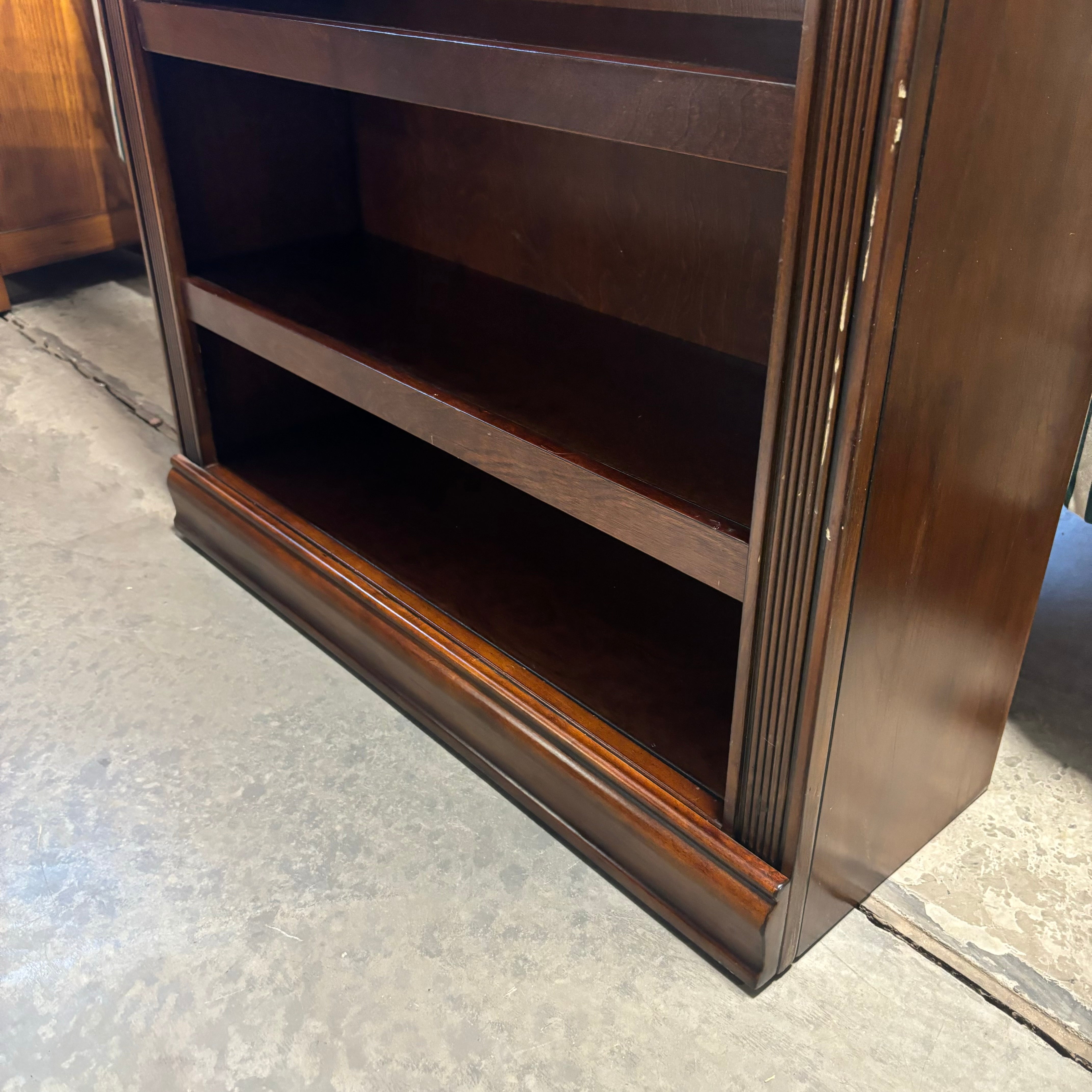 Solid Dark Finish Carved Wood with 4 Adjustable Height Shelves Bookcase 35"x 12"x 75"