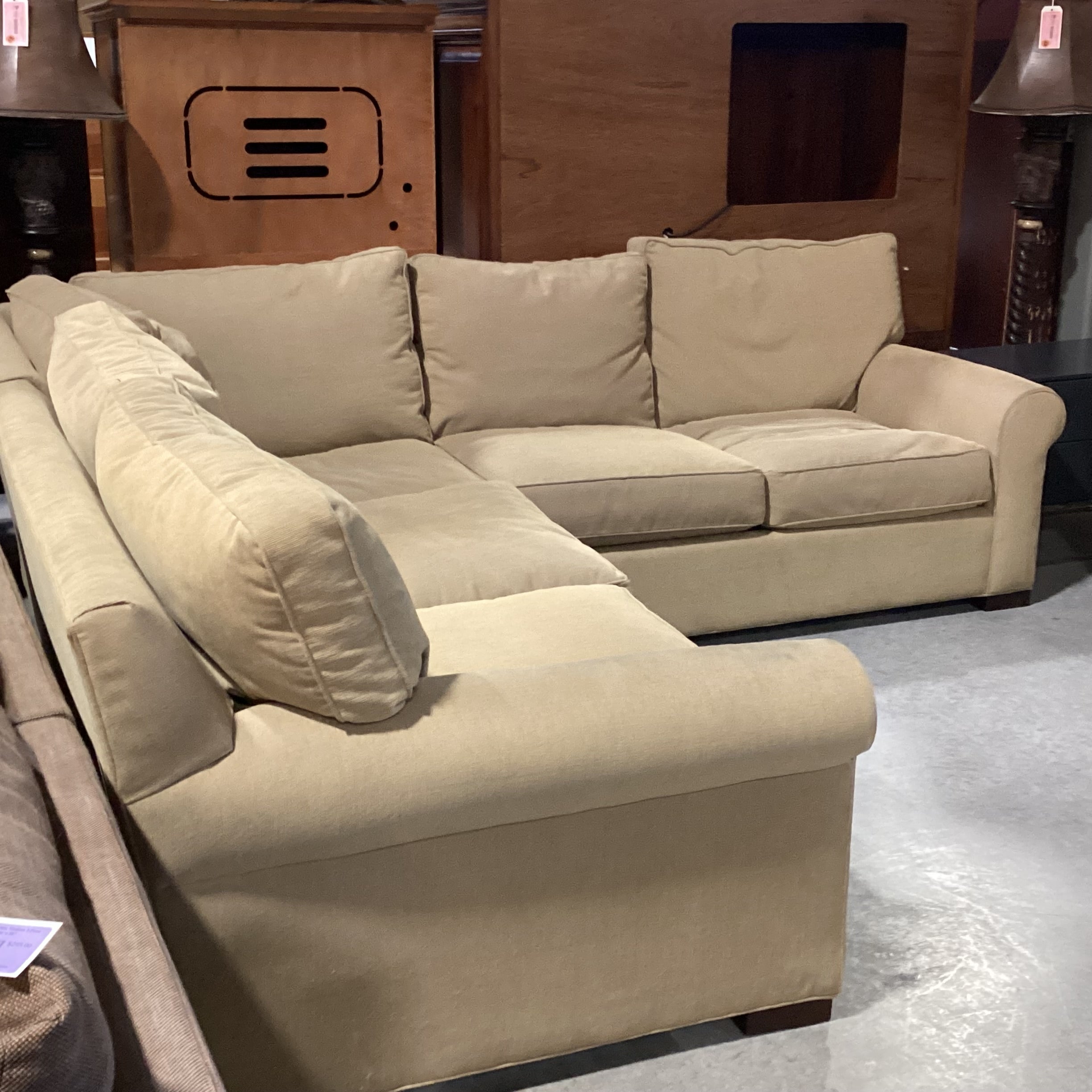 Room & Board McCreary Modern Beige Ribbed Texture Woven 3 Piece Sectional 103"x 103"x 42"x 31"