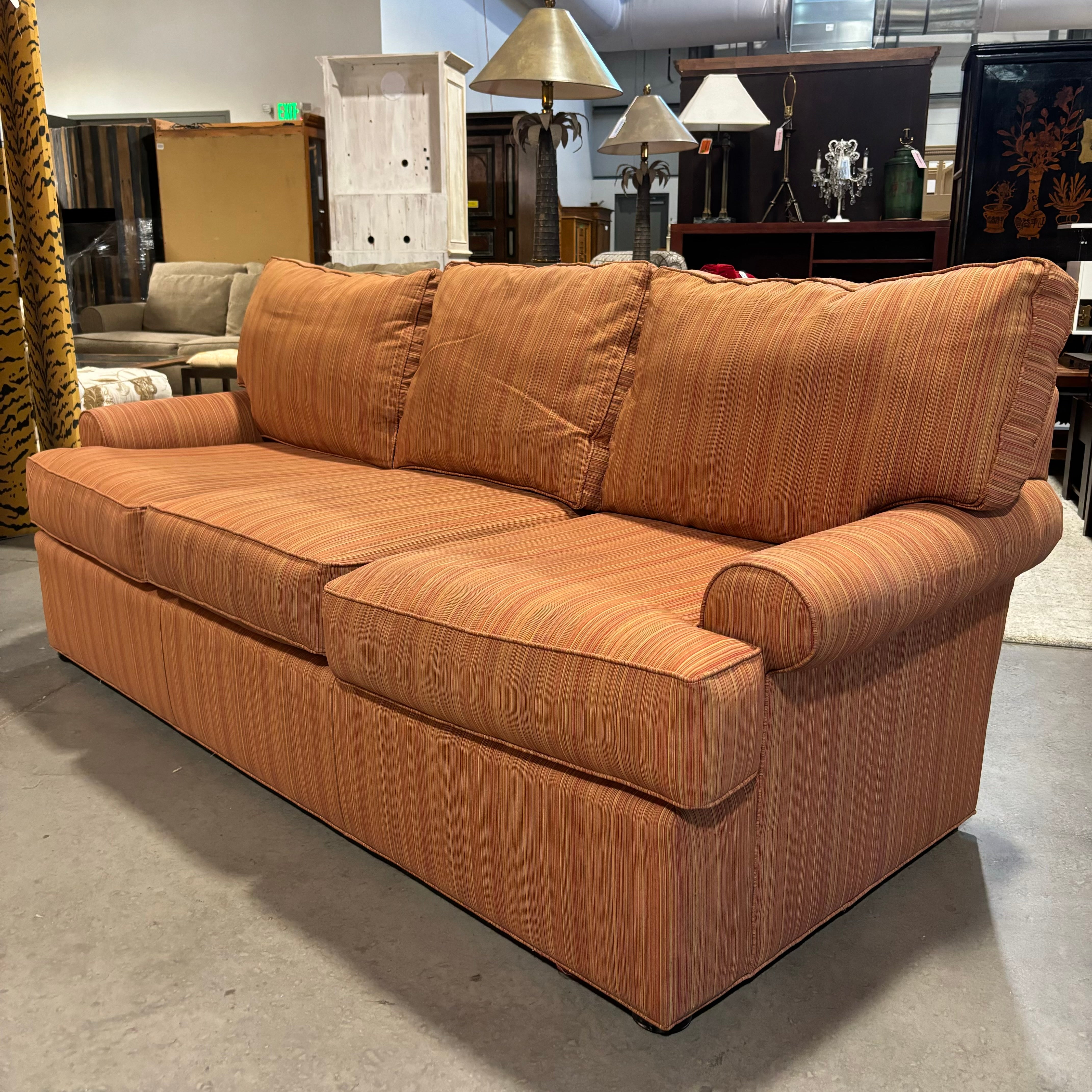 Thomasville Furniture Vintage Red Orange Green Multi Woven Sofa 84"x 40"x 29"