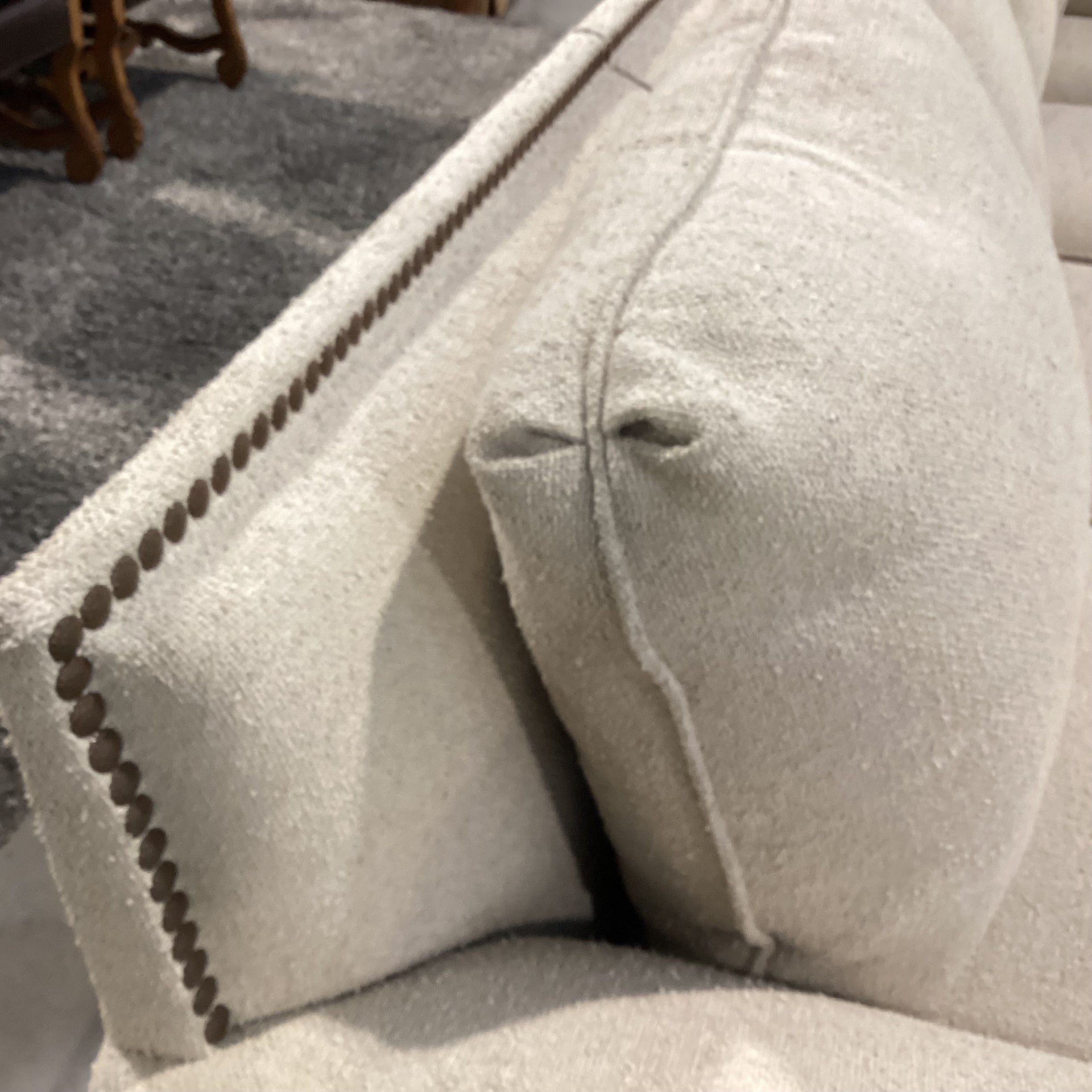 JJ Custom Cream Texture Woven Nailhead & Down Mix 2 Piece Sectional 138"x 138"x 2"x 36"