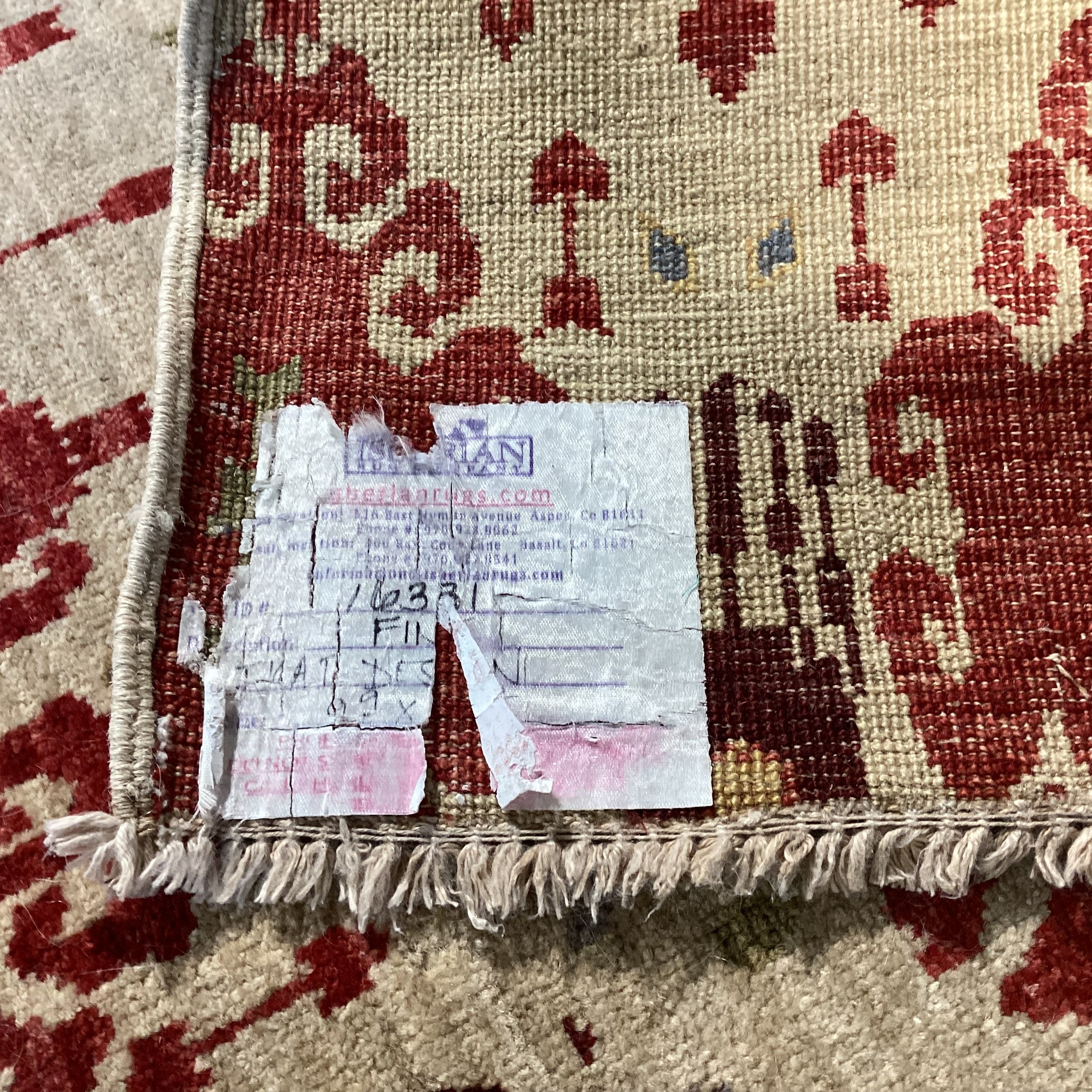 Isberian Gold & Red Ikat Design Hand Woven Wool Rug 9'10"x 13'8"