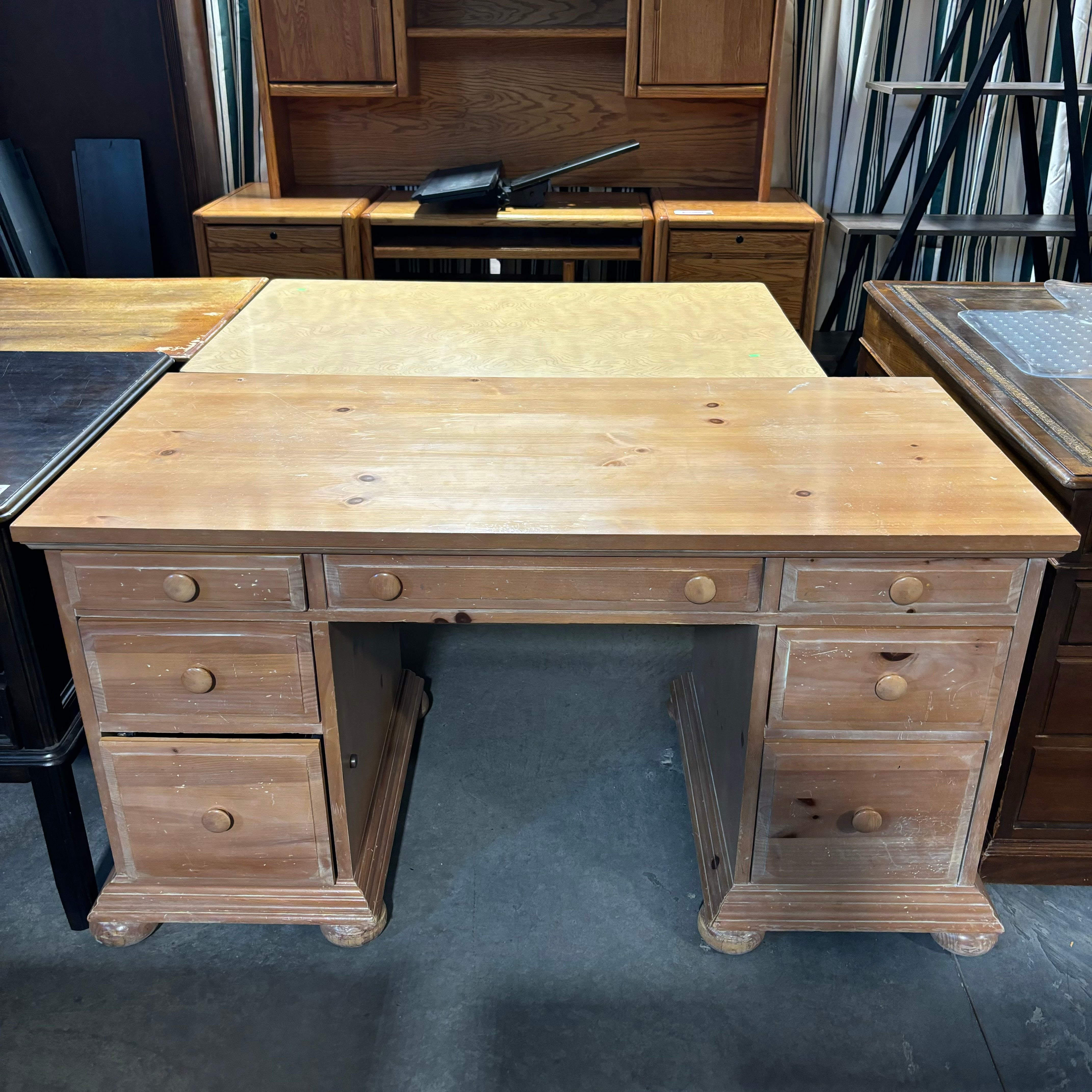 Solid Wood 7 Drawer Desk 56"x 26"x 29.5"