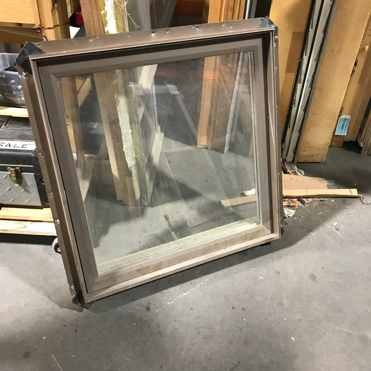 32"x 32.5"x 4.5" Brown Metal Clad Canopy Style Single Casement Exterio