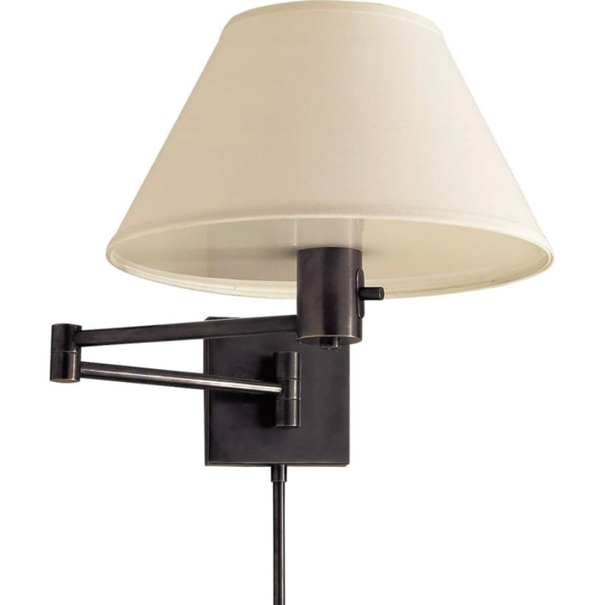 Visual Comfort Studio VC 1-Light Bronze Swing Arm with Shade Plug-In Wall Sconce 12"x 11"x 25"