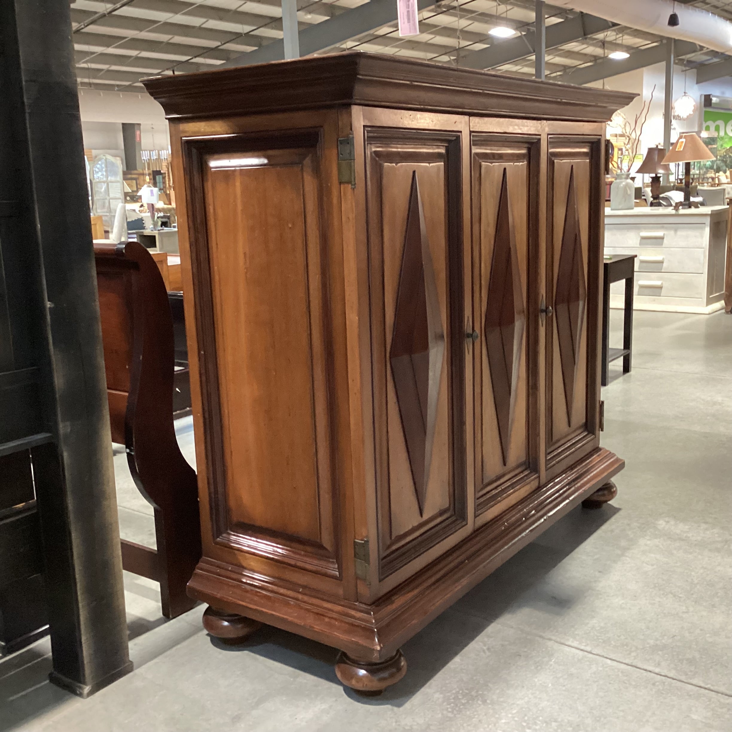 South Cone 2 Tone Finished Wood 2 Door with Fold 3 Drawer & Shelves Cabinet Armoire 71"x 28.5"x 64"