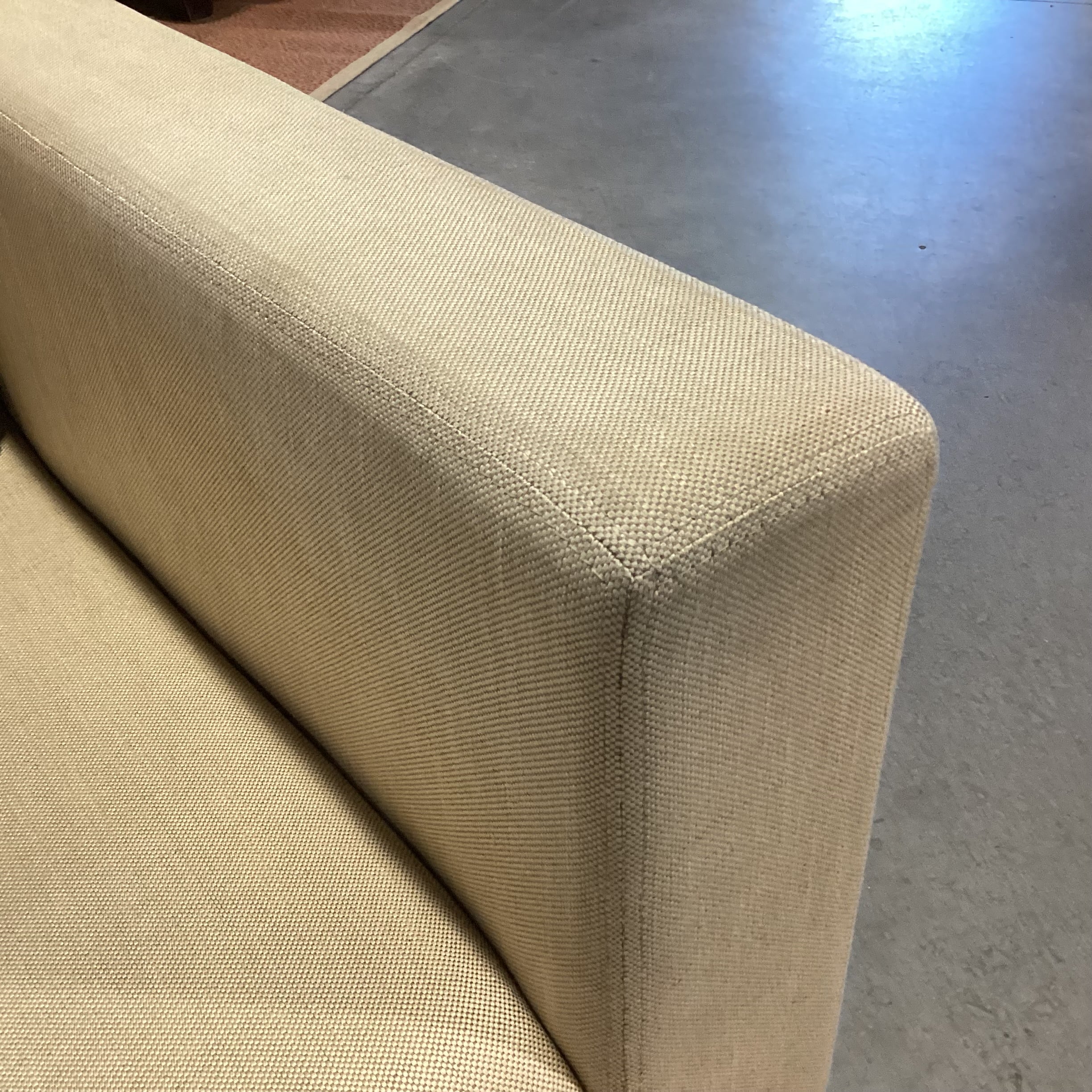 Custom Gold Woven Slope Arm Curved Back Swivel Chair 35"x 38"x 33"