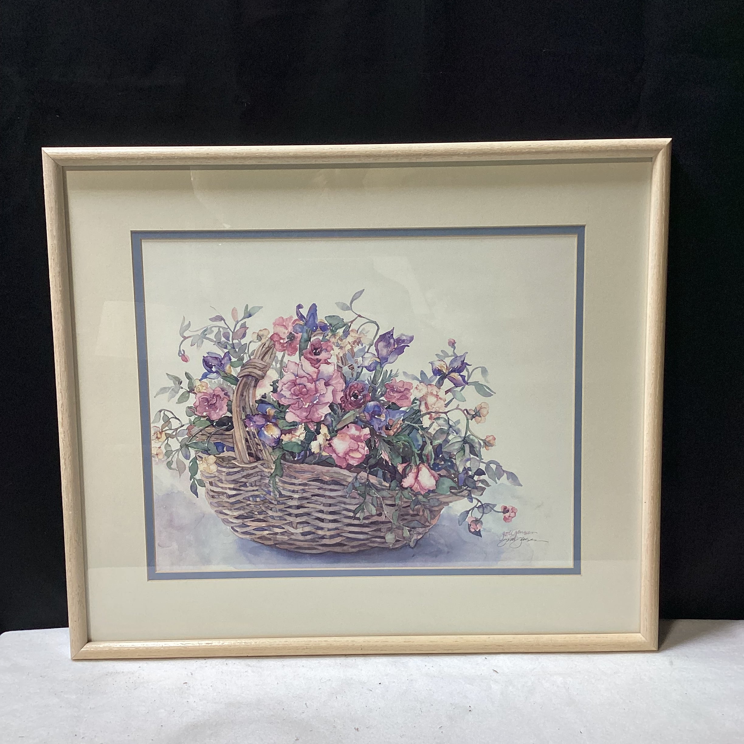 Jodi Jensen Signed "Pick of the Day" Print In Light Wood Frame 27" x 23"
