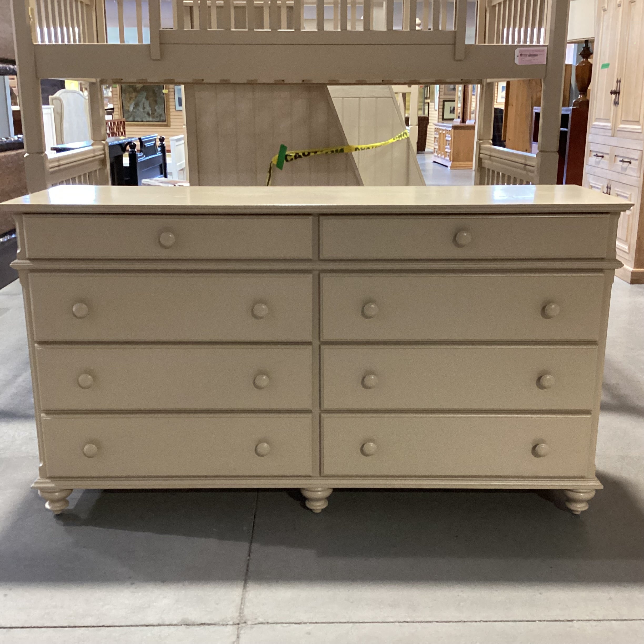 Vermont Tubbs Custom Crafted Sand Finish Carved Wood 8 Drawer Dresser 66"x 20"x 37"