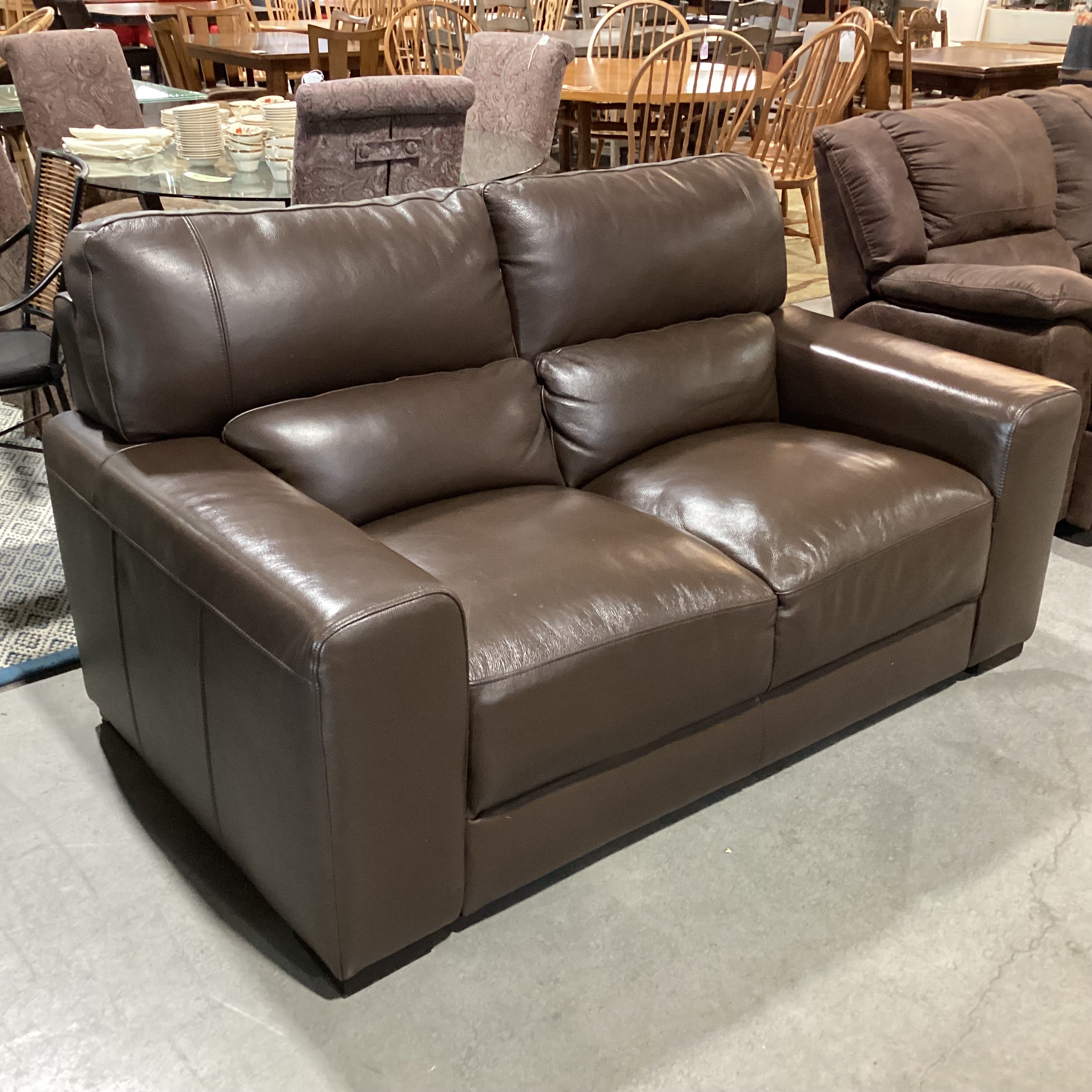 Jason Furniture Chocolate Leather Sofa 64"x 38"x 31"