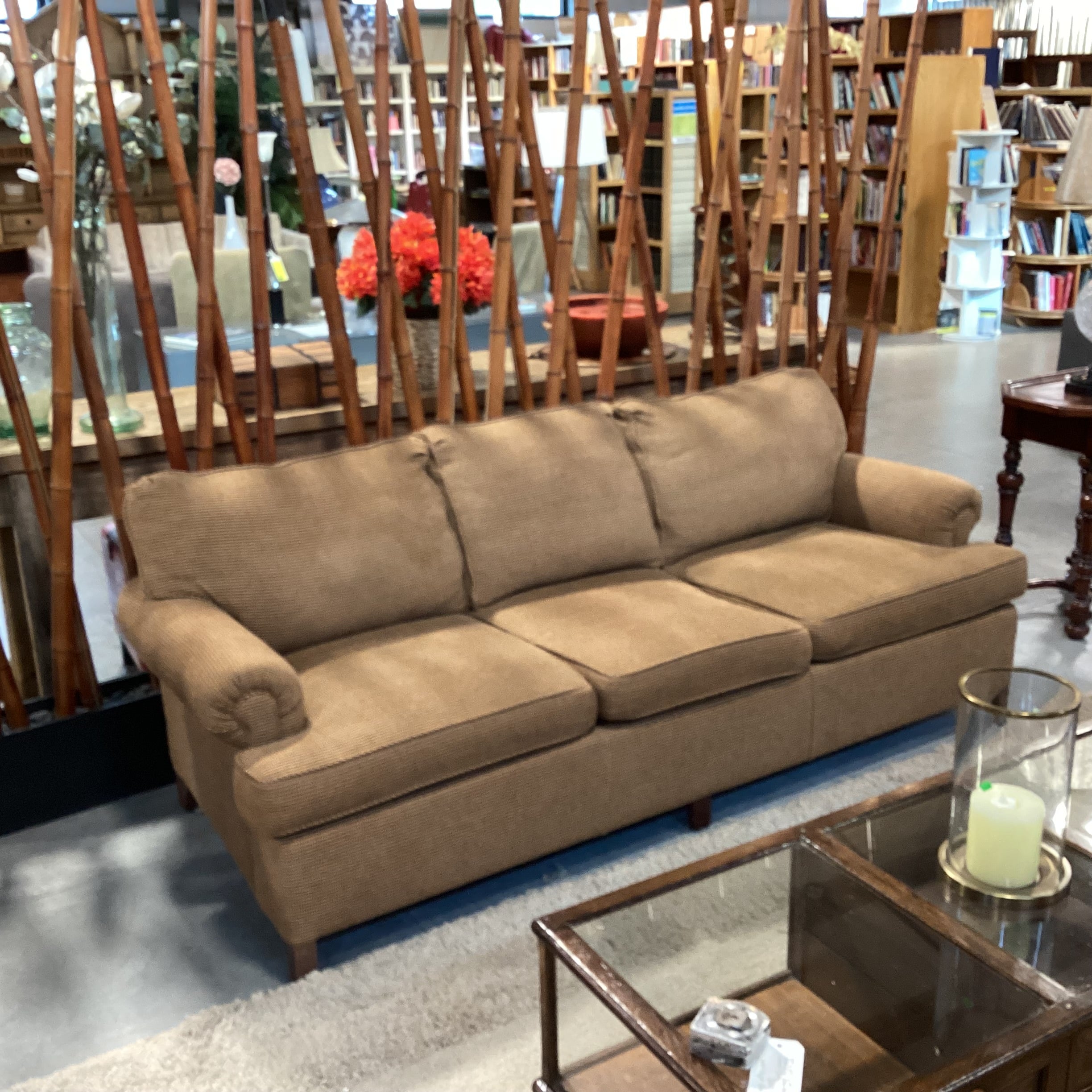 Brown & Tan Wool Blend Woven Sofa 84"x 35"x 32"