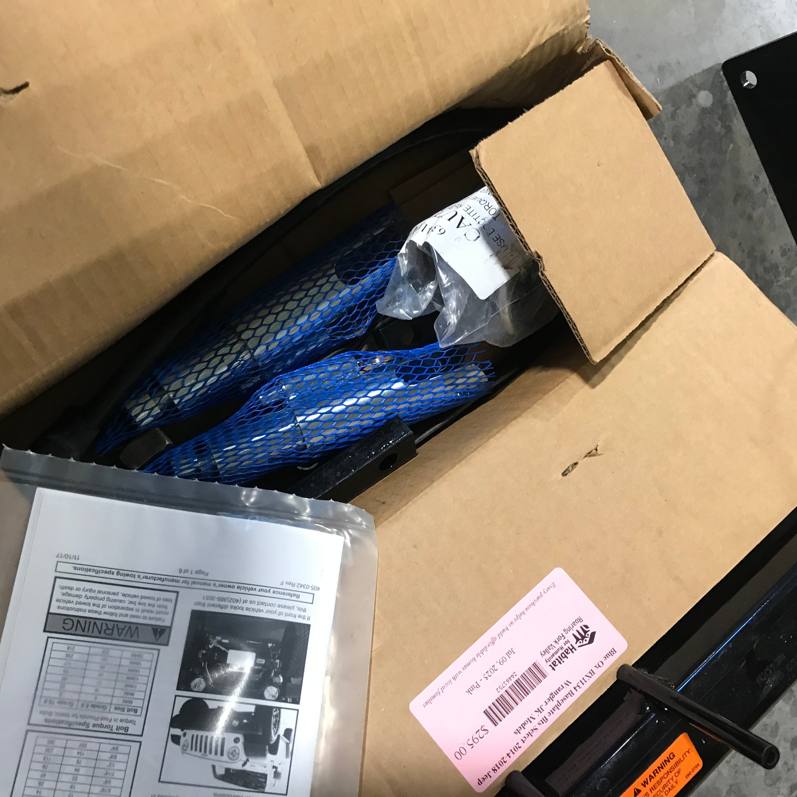 Blue Ox BX1134 Baseplate fits Select 2014-2018 Jeep Wrangler JK Models (towbar attachment point)