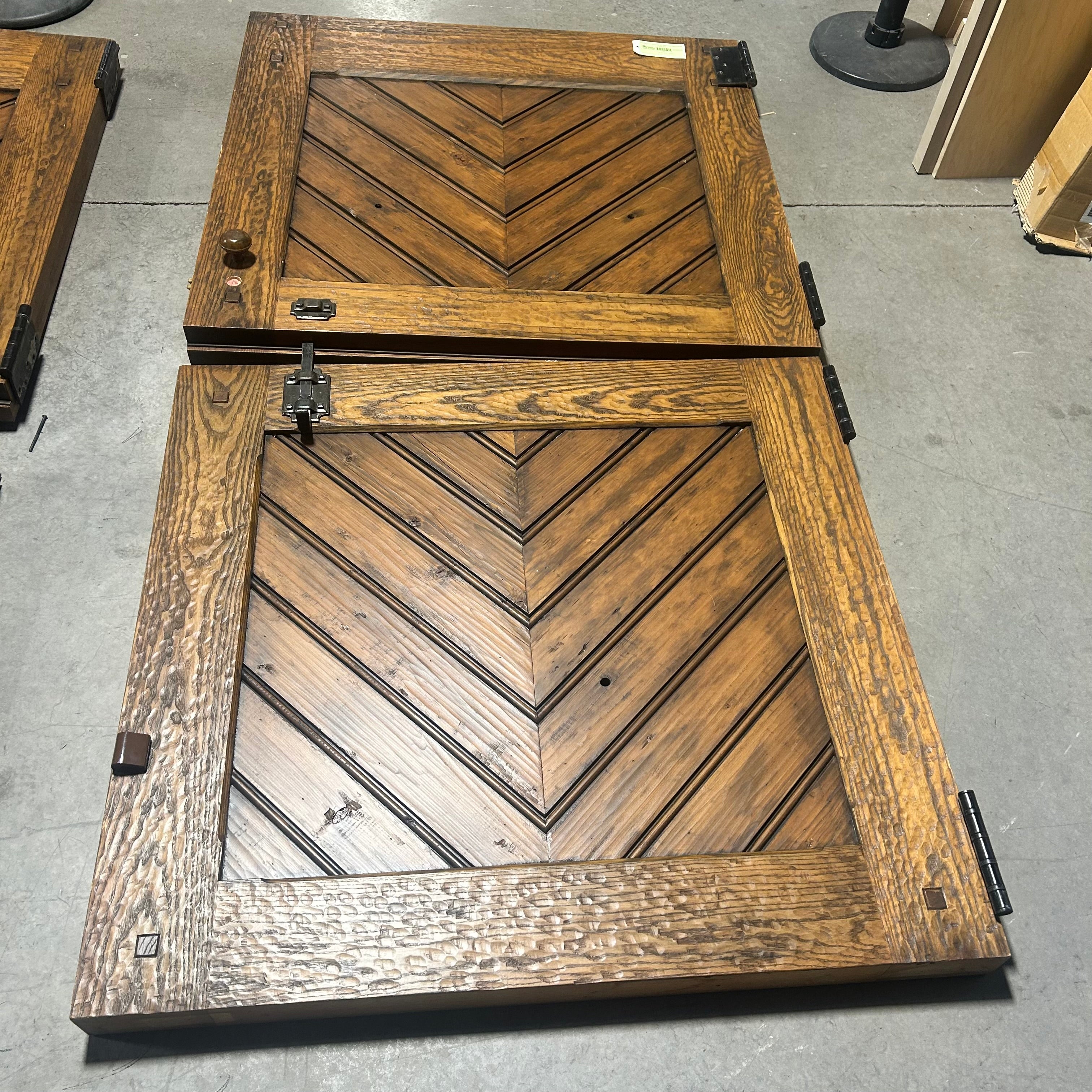 44"x 82.5"x 3" Brown Rustic Dutch Door with Custom Hardware