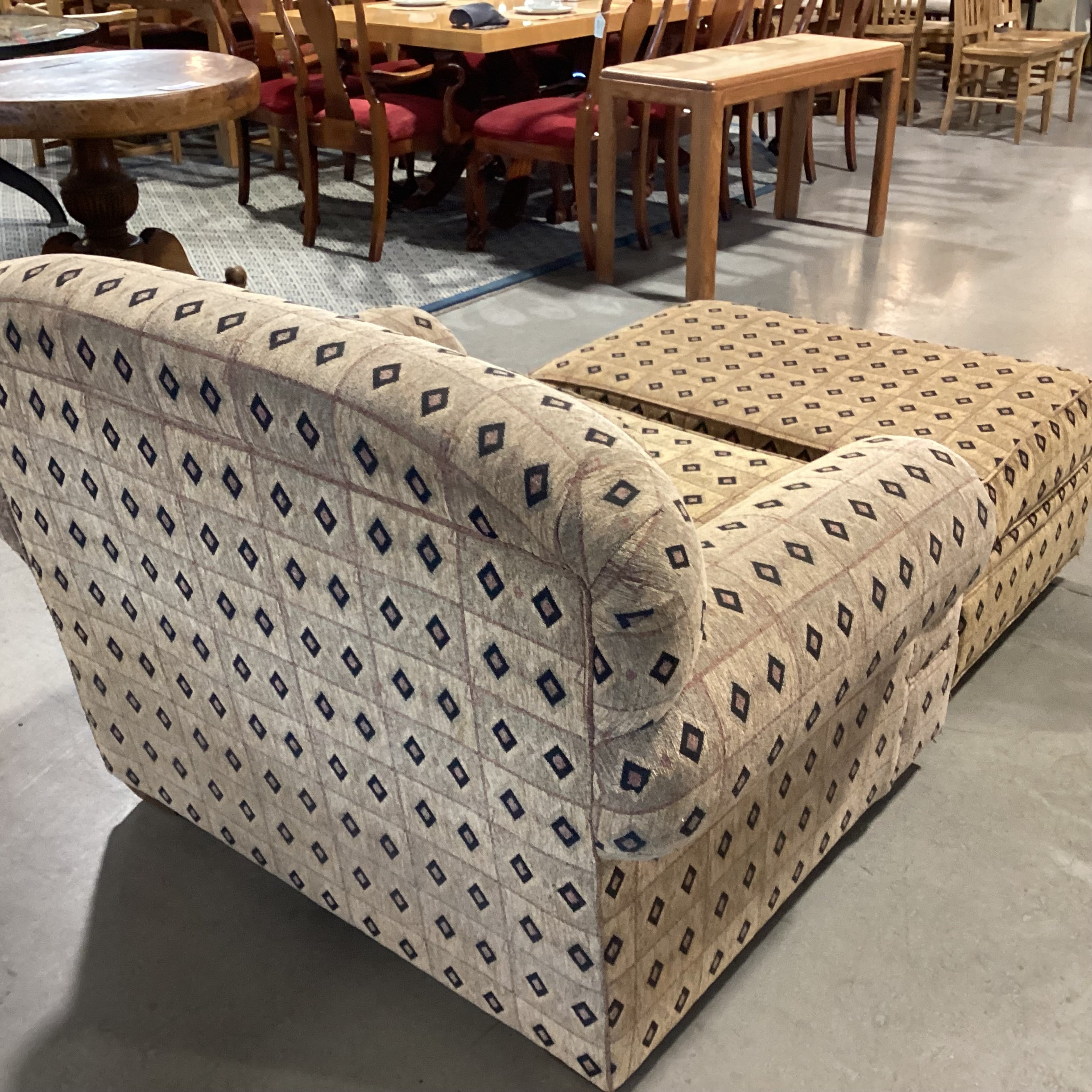 Touchstone Brown Black Diamond Pattern with Ottoman Oversized Chair 45"x 41"x 35"