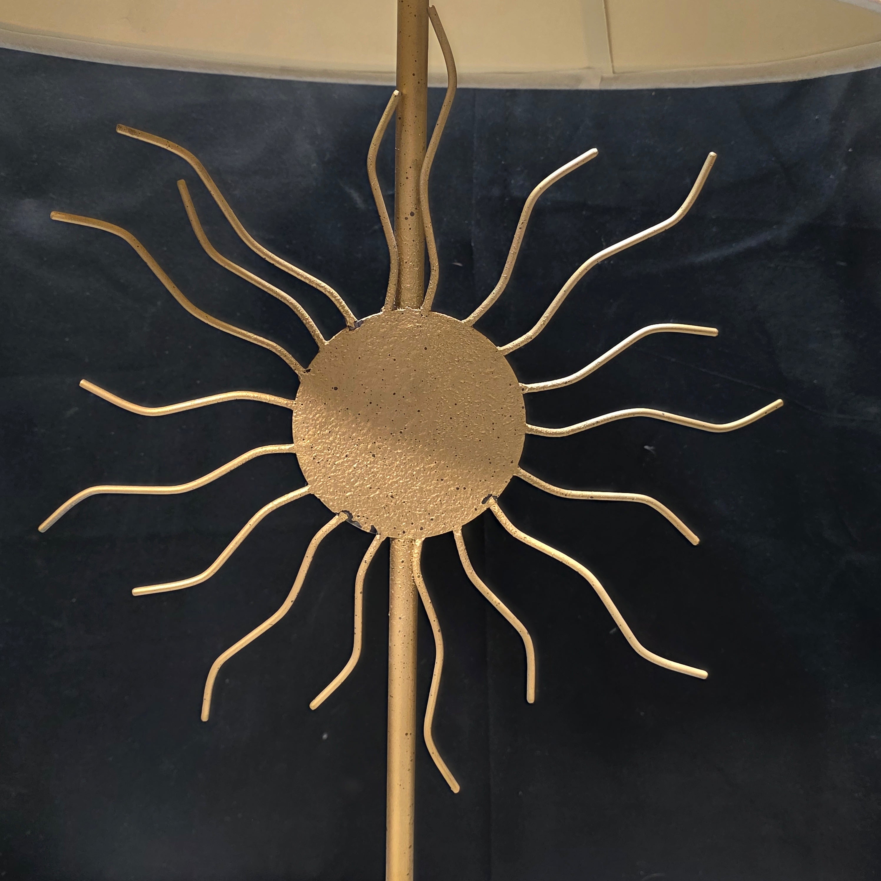 Celestial Gold Sun Lamp with Suede Shade 16"Dx33"