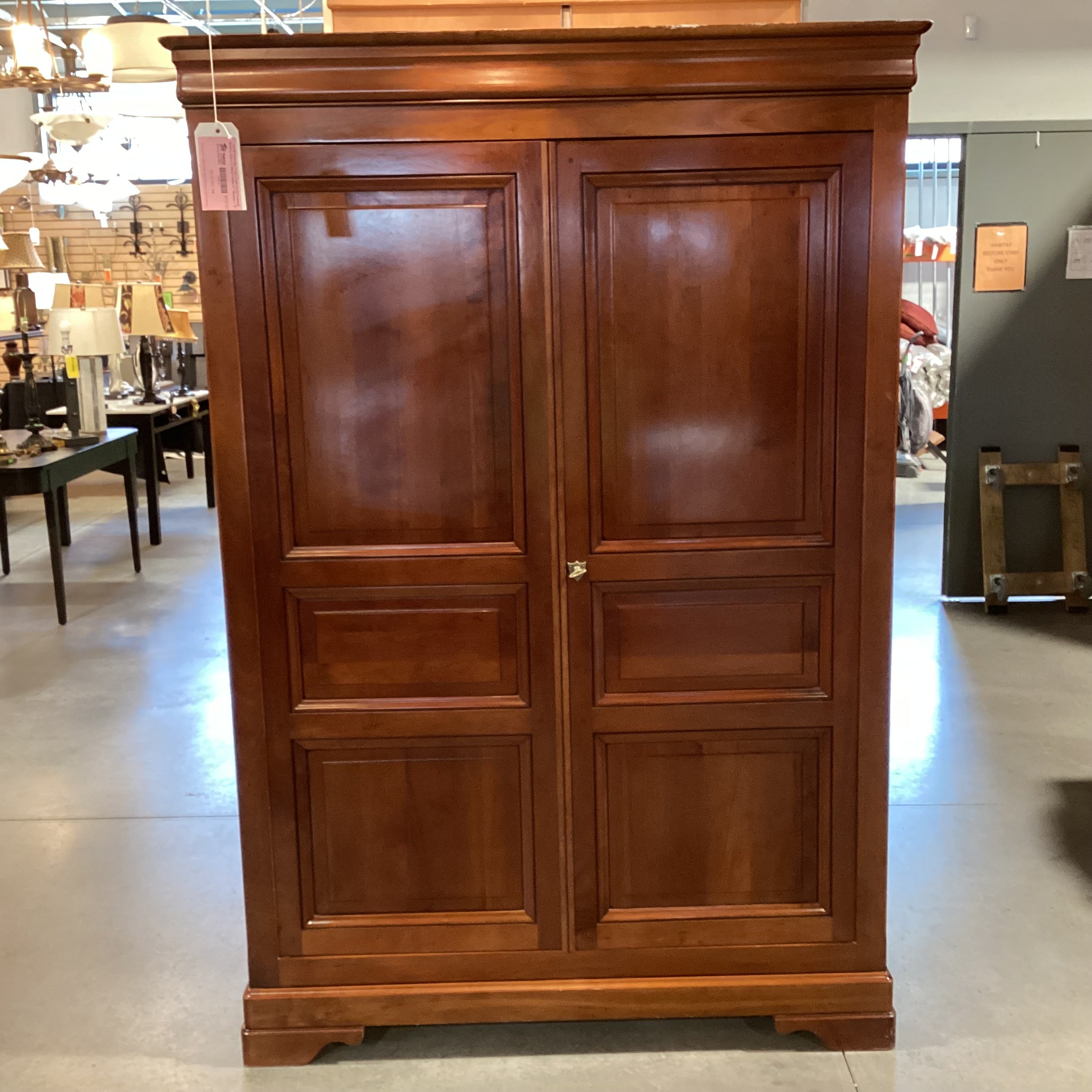 Cherry Panel Detail Made in France 2 Door Wardrobe Armoire 54"x 25"x 78"