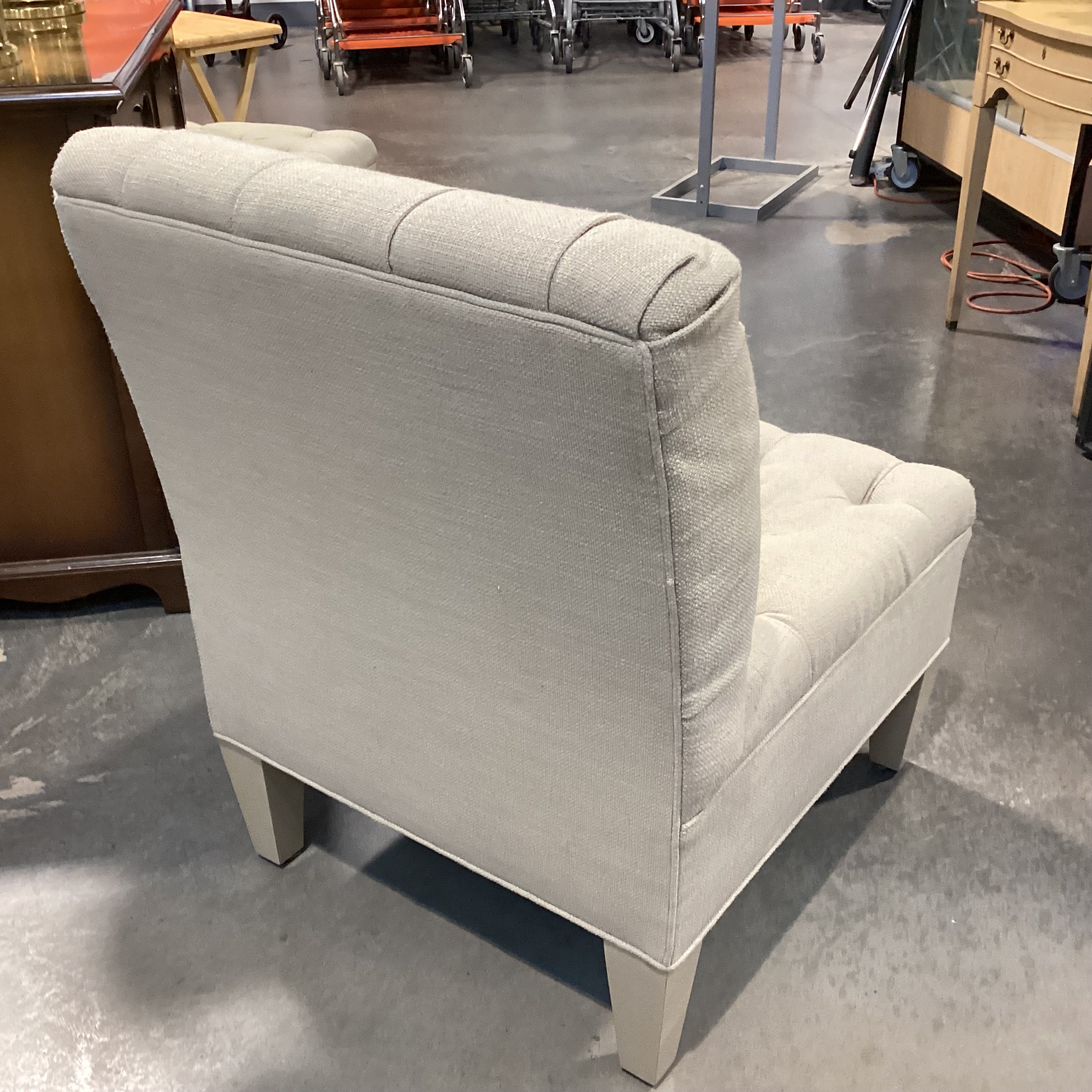Beige Woven Tufted Slipper Style Chair 27"x 31"x 37"