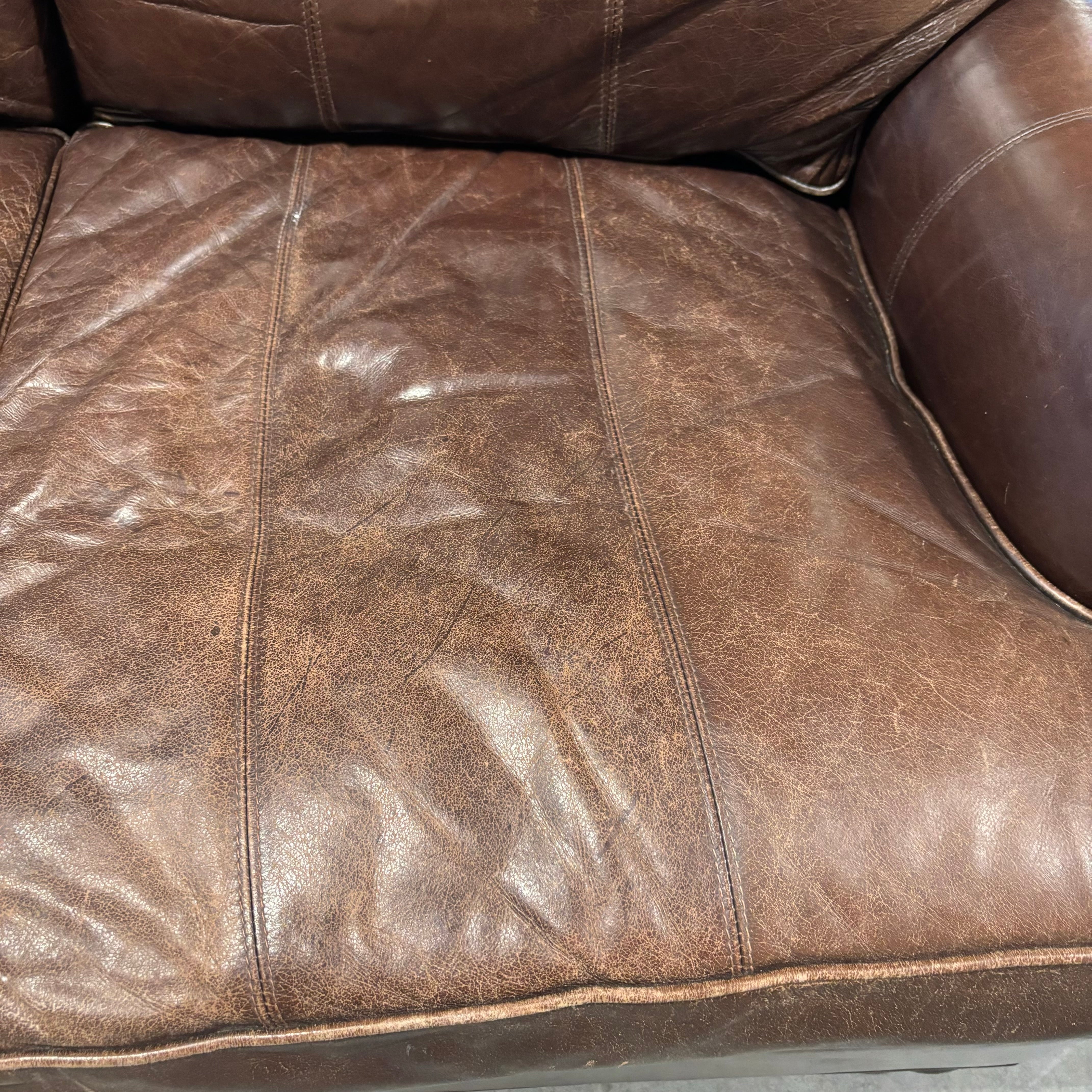 Vanguard Furniture American Bungalow Three Cushion Genuine Leather Sofa 84"x 36"x 30"