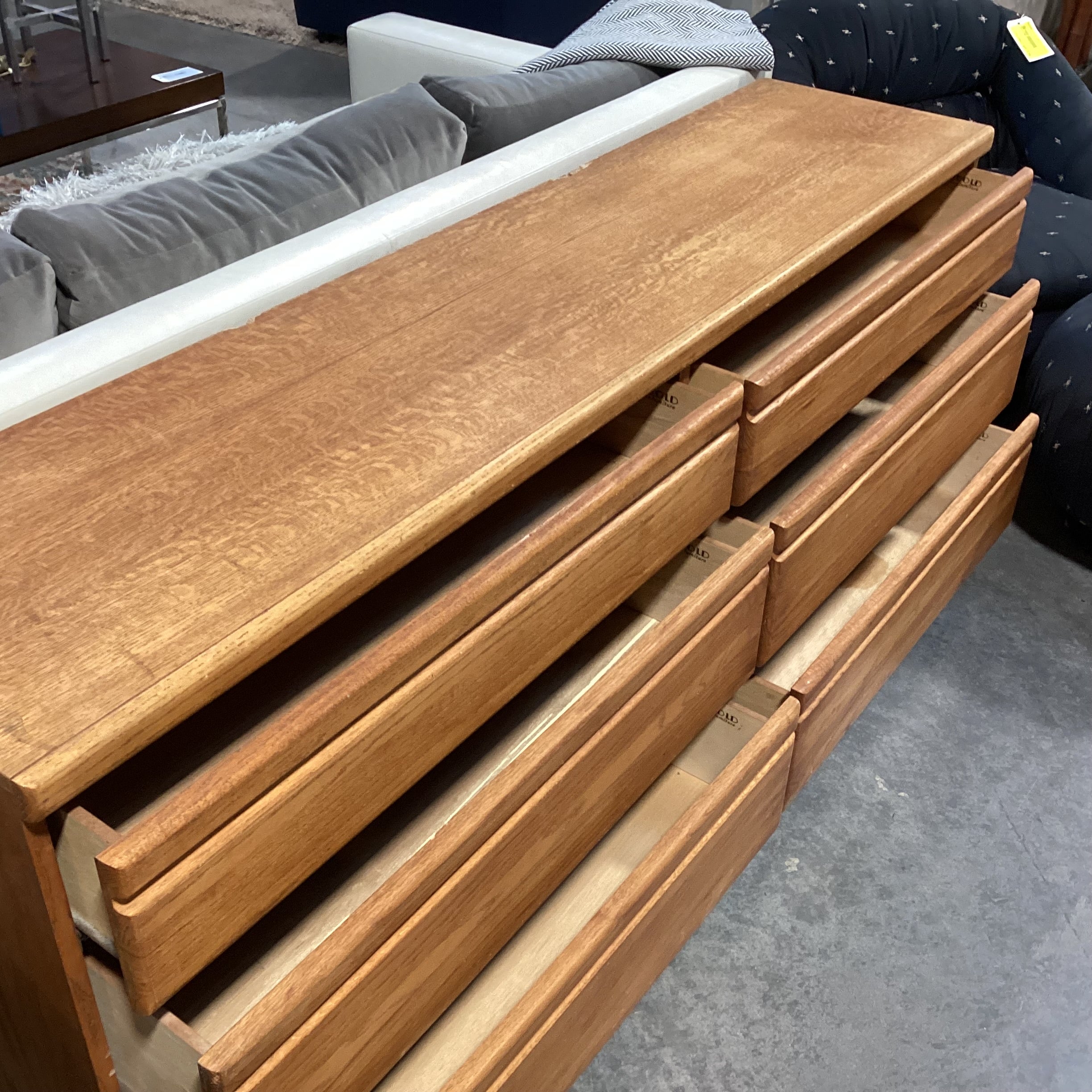 Wambold Furniture Oak & Veneer 6 Drawer Dresser 71.5"x 16"x 30"