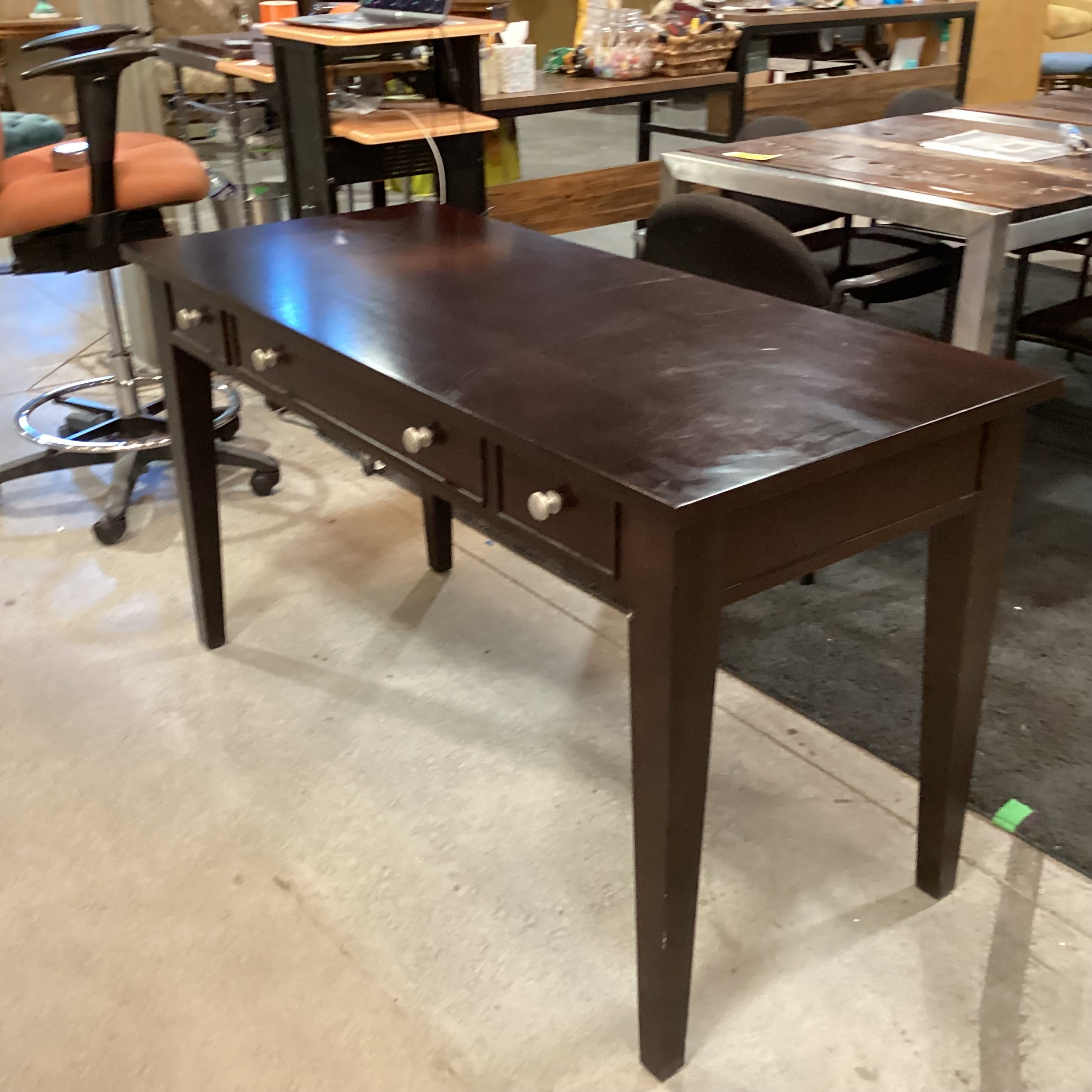 Winners Only Dark Finish Wood 3 Drawer Desk 54"x 24"x 30.5"
