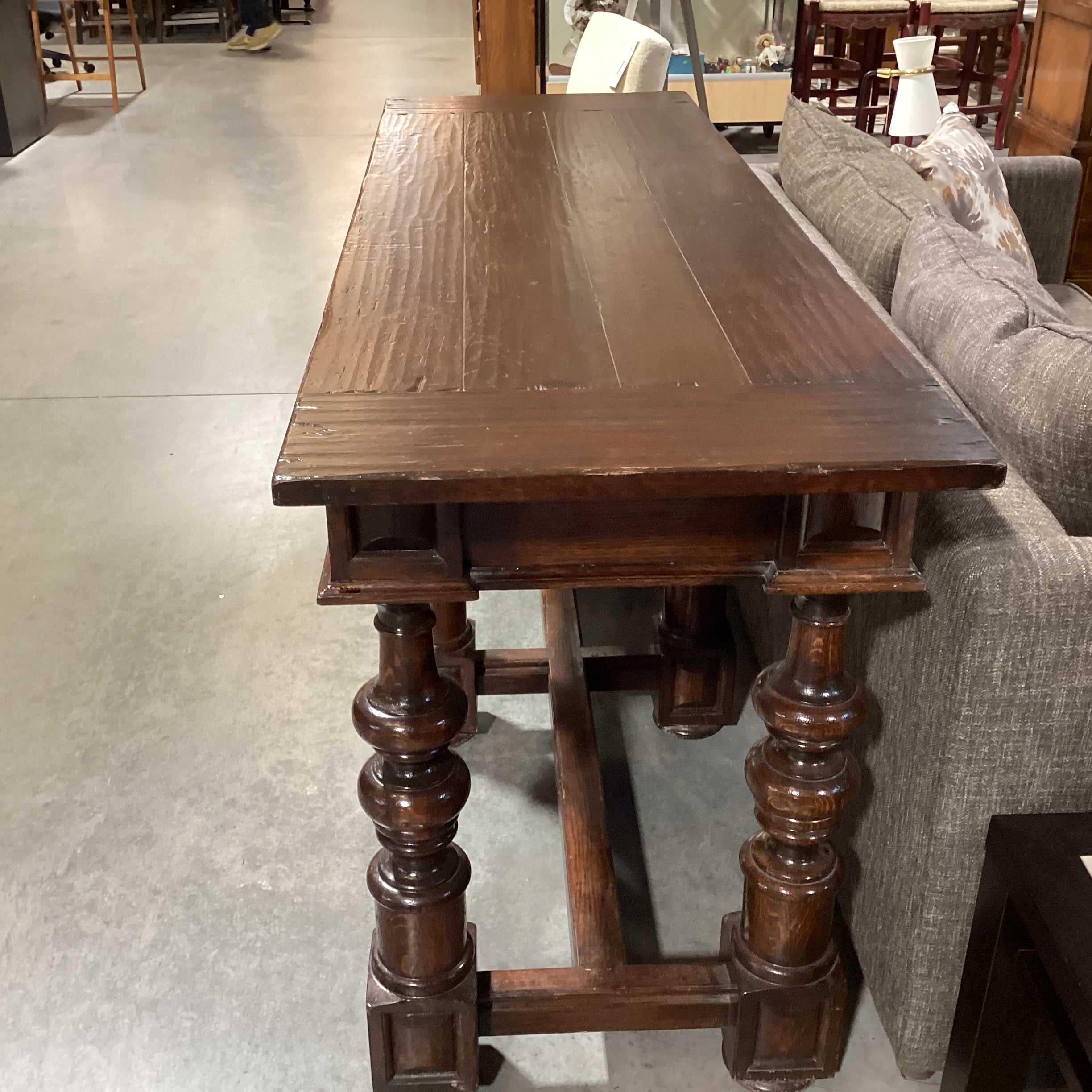 Carved Wood 2 Drawer with Ornate Legs & Trestle Sofa Table 72"x 24"x 36"