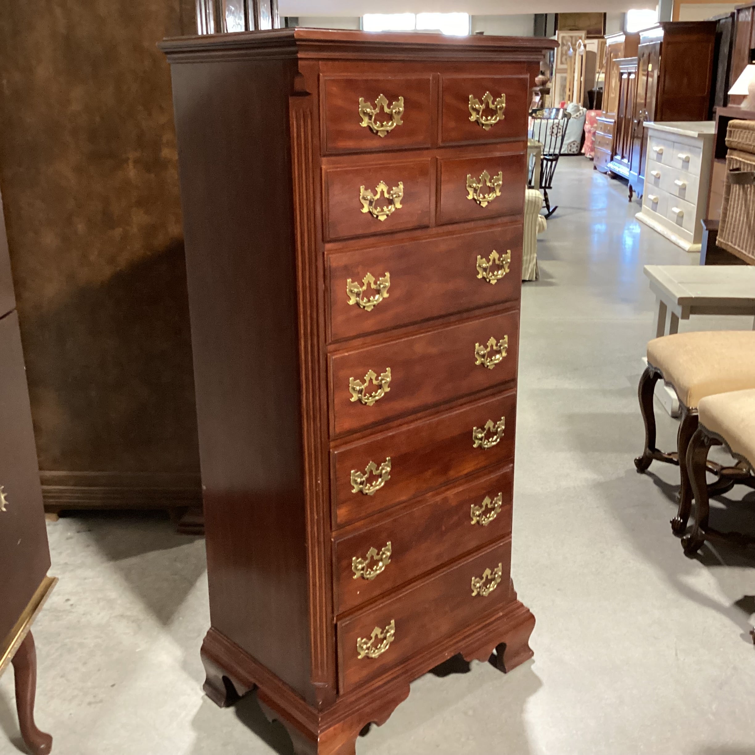 Lineage Mahogany Finish Wood 7 Drawer Chest 26"x 17"x 57"