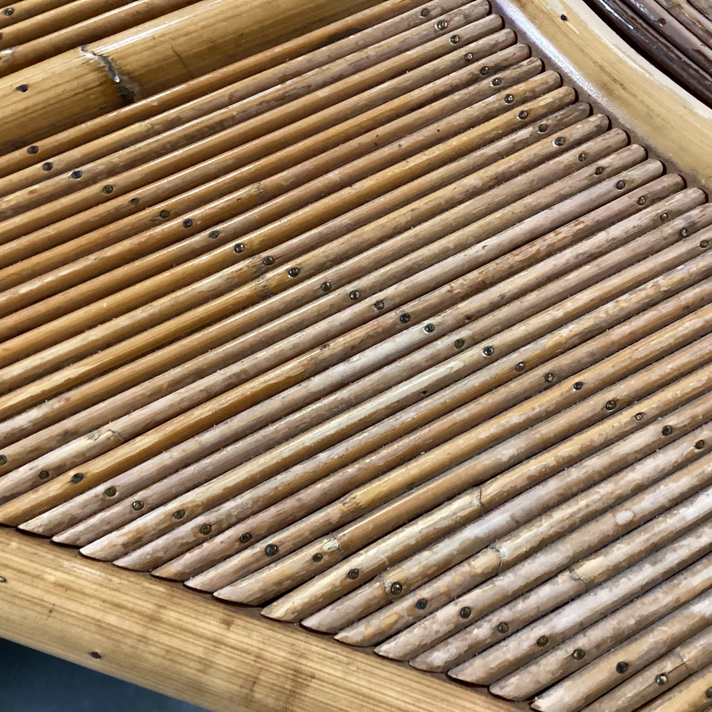 Ornate Bamboo Rattan Coffee Table 43"x 43"x 17"