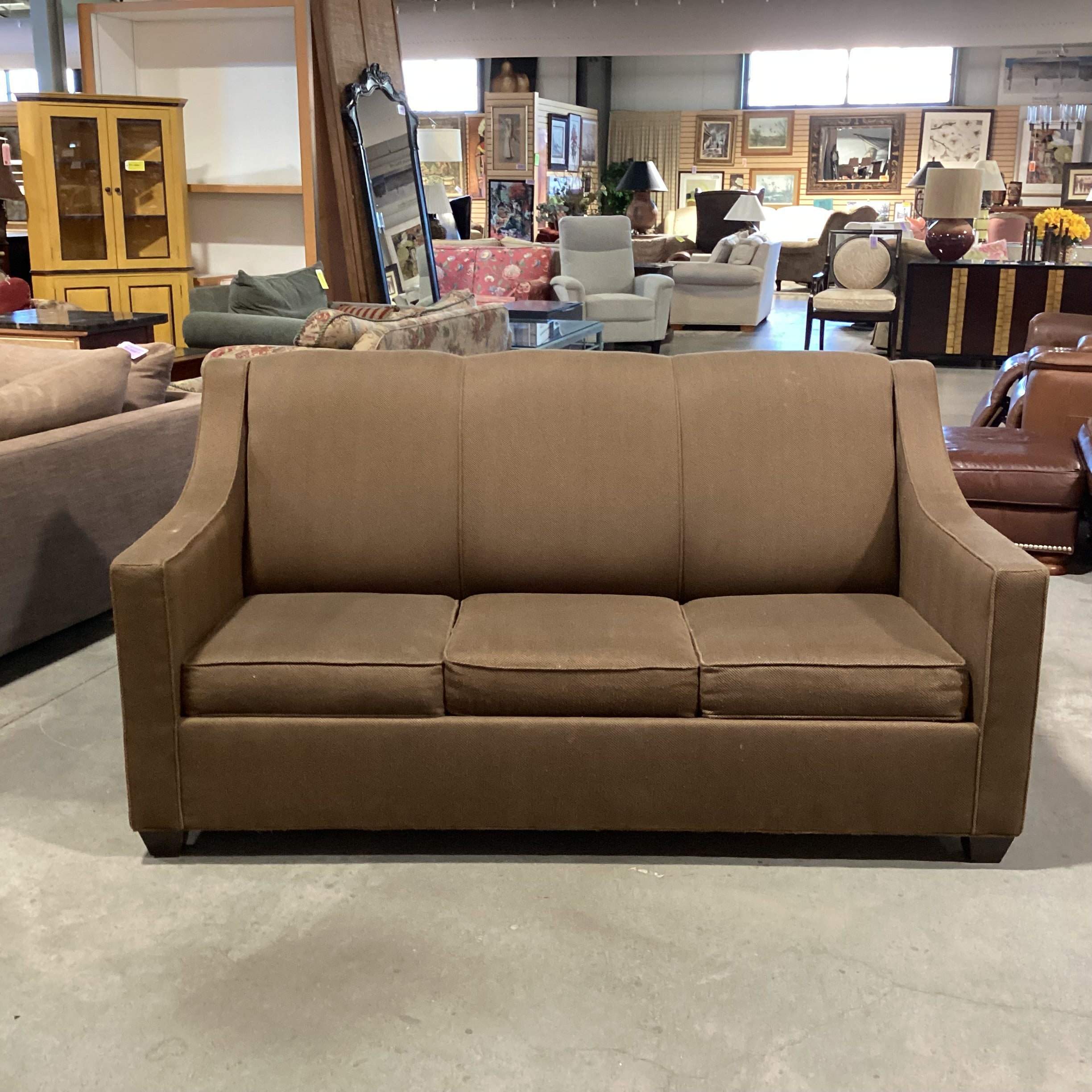 Brown Woven Slope Arm with Full Sleeper Sofa 70"x 36"x 36"
