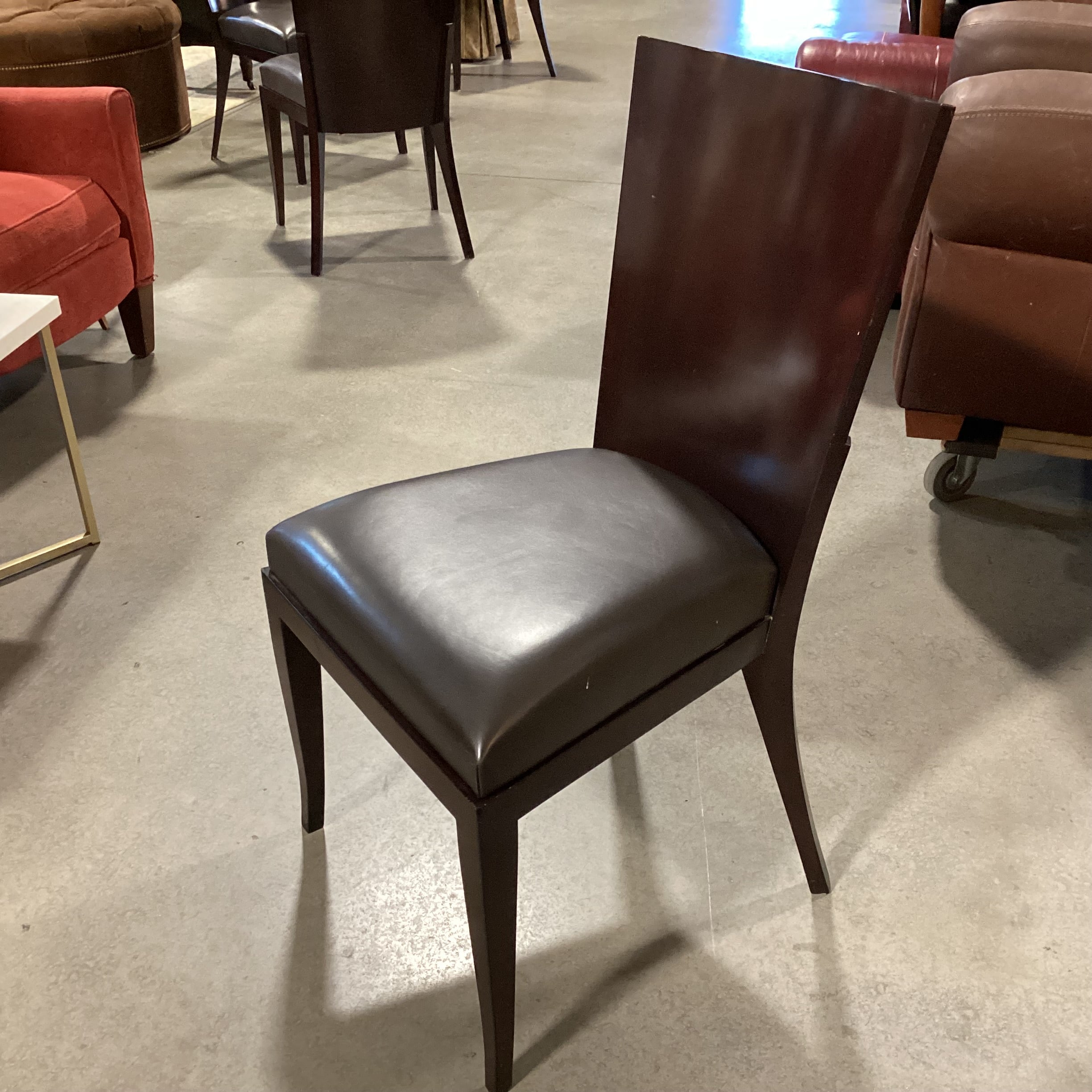 Faux Leather & Dark Wood Dining Chair 20"x 19"x 36.5"