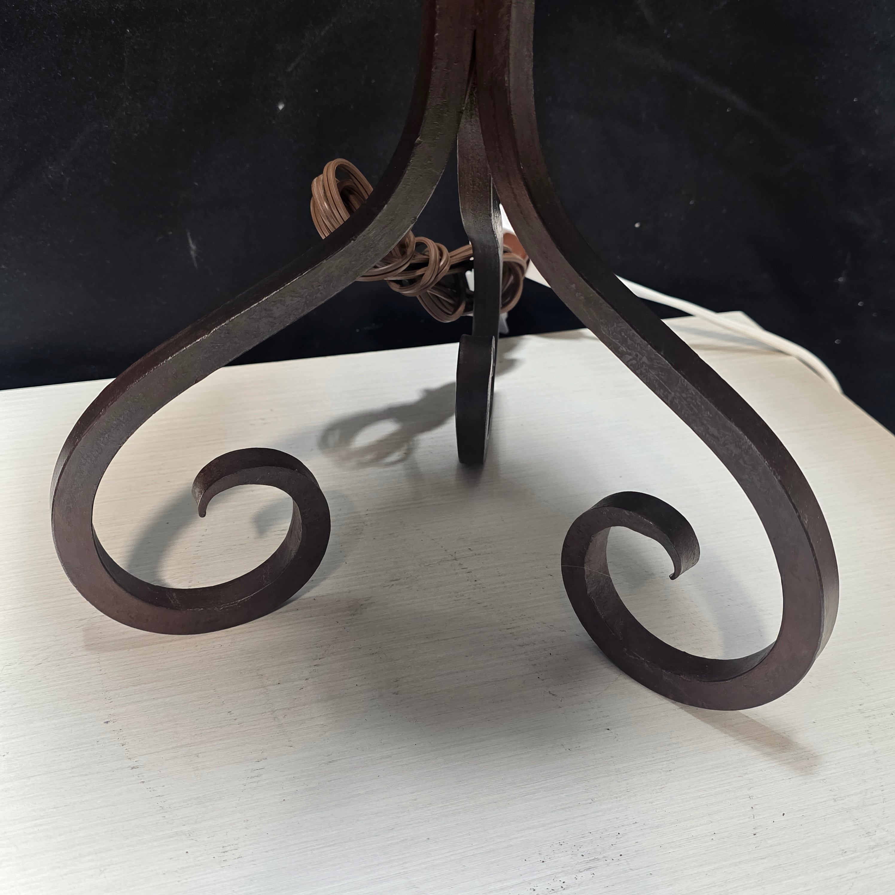 Rustic Scrolled Wrought Iron Table Lamp with Antiqued Finish 15"Dx32"