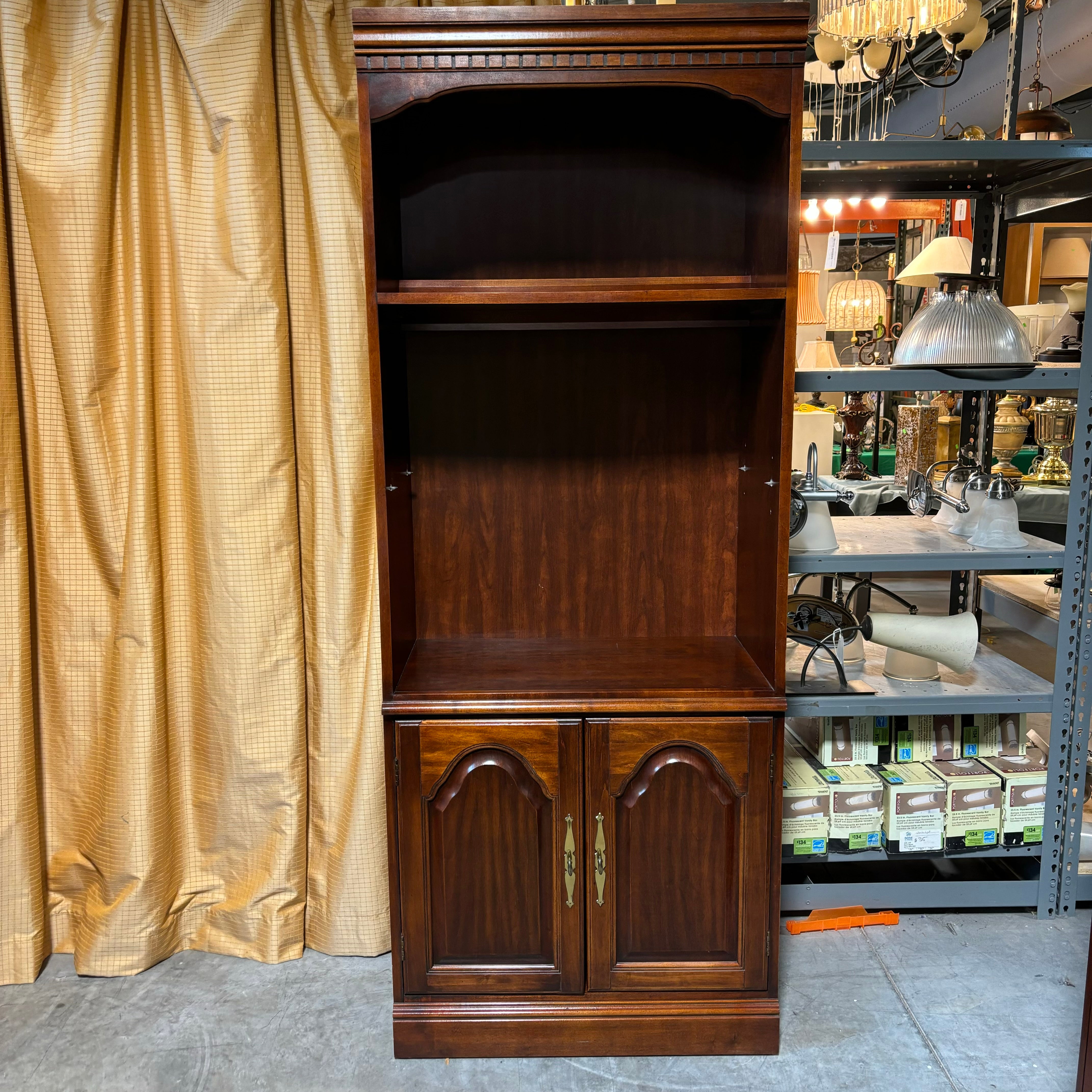 Medium Finish Solid Wood with Crown Molding 2 Door Backlit Display Case 30"x 17"x 77"