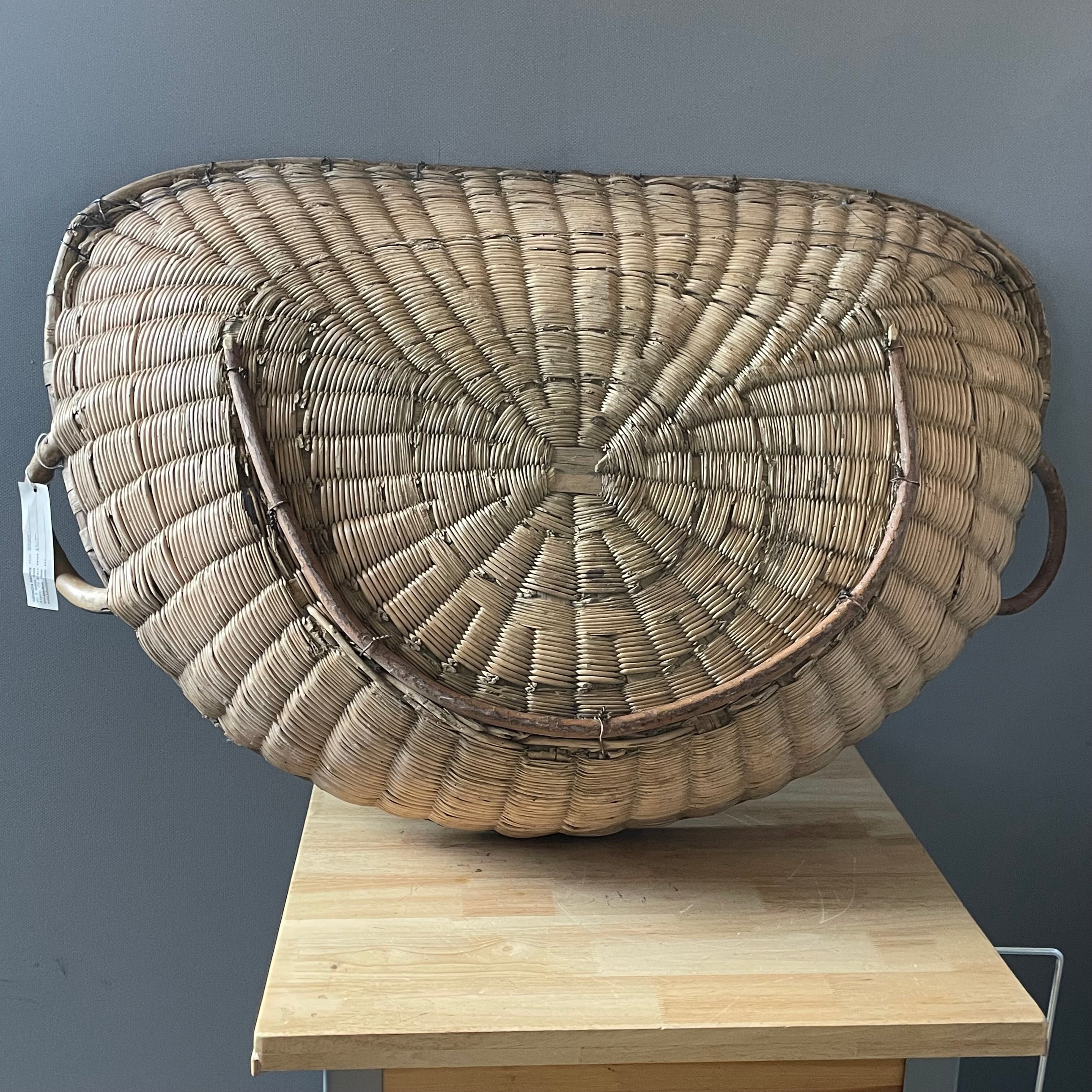 Antique French Winnowing/Harvest Basket, 42"x 27"x 10.5"