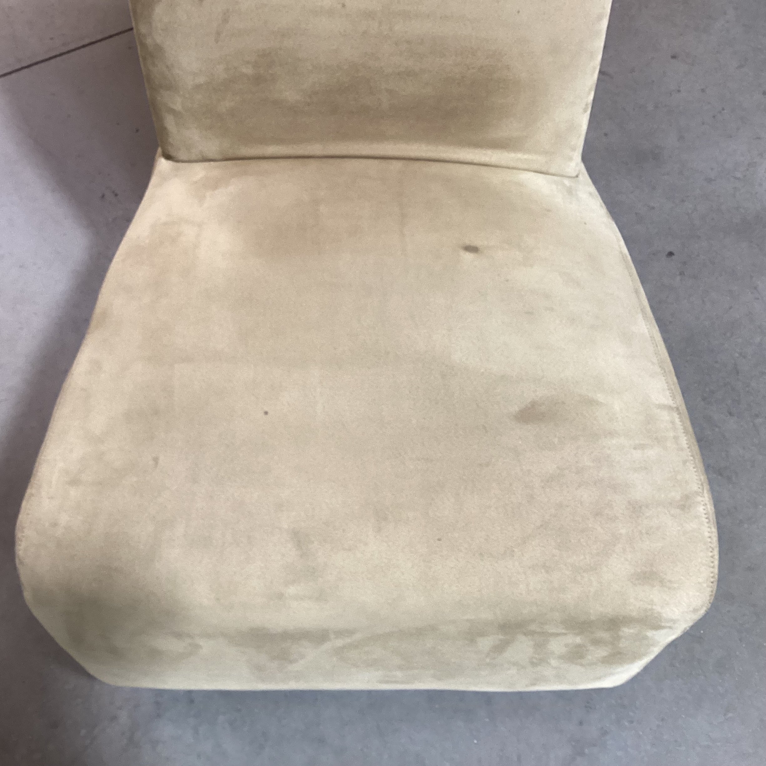 Golden Tan Suede Slipper Style Chair 26"x 32"x 36"
