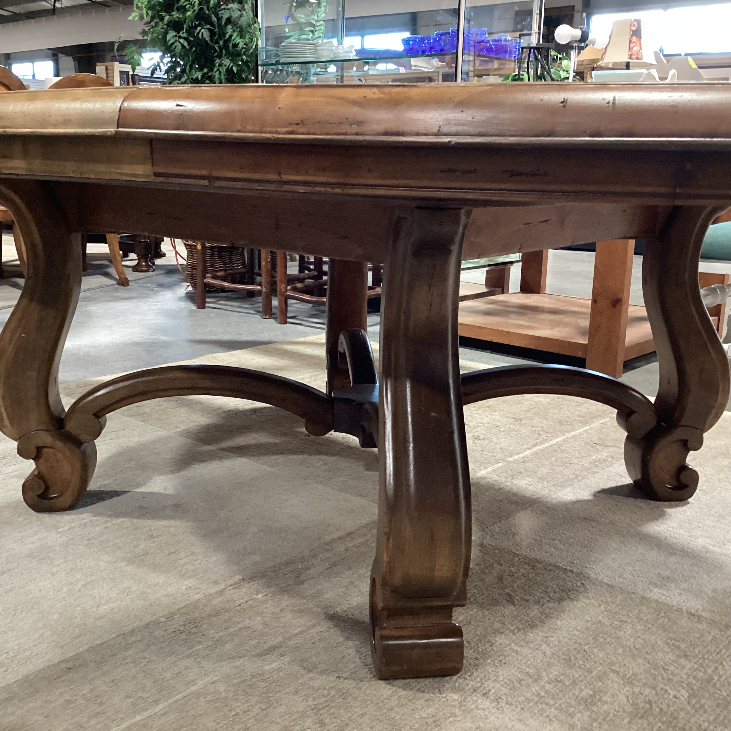 Custom Round to Oval Carved Ornate Base Adler Wood Dining Table 72" Diameter to 108"x 72"x 30"