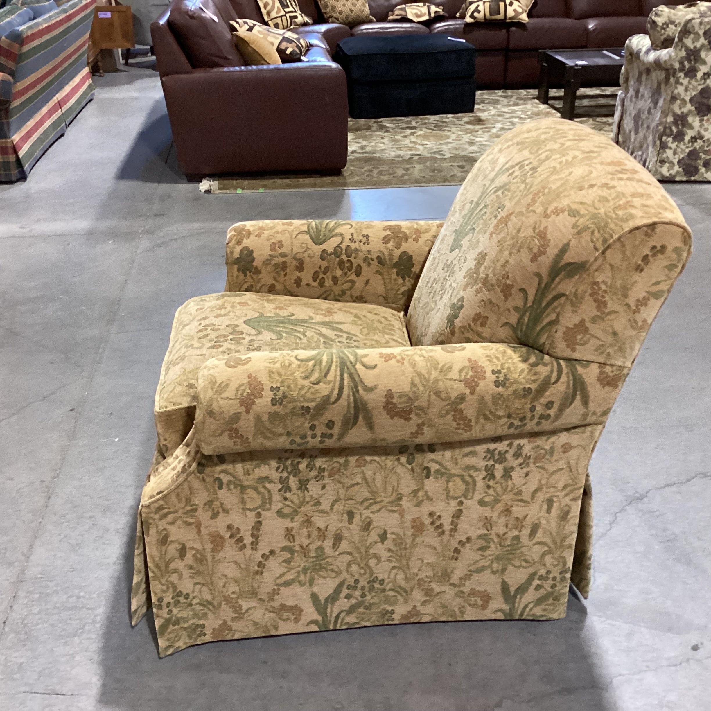 Kravet Furniture Golden Tan & Green Floral Chair 36"x 36"x 35"