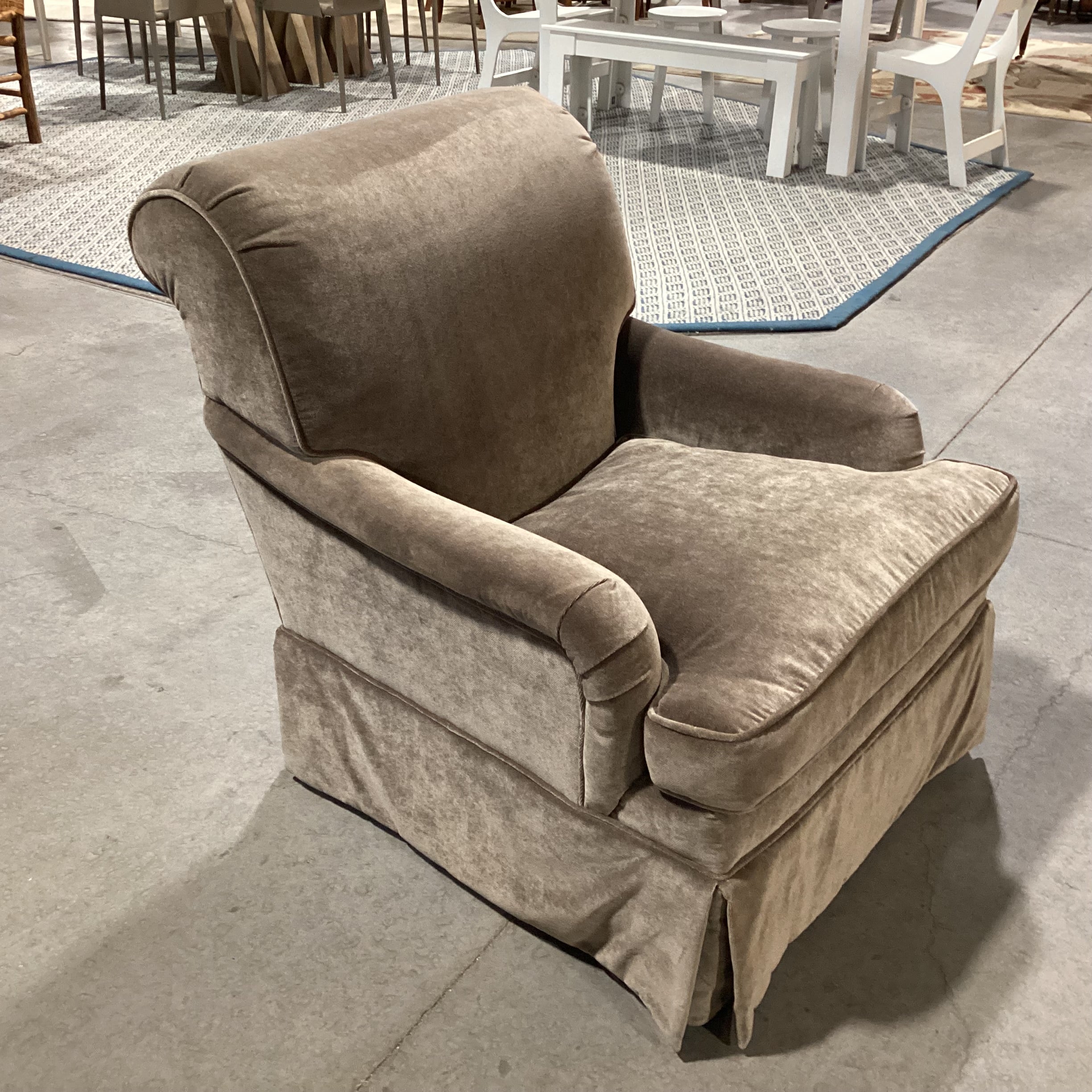 Taupe Grey Velvet Swivel Chair 31.5"x 36"x 35"