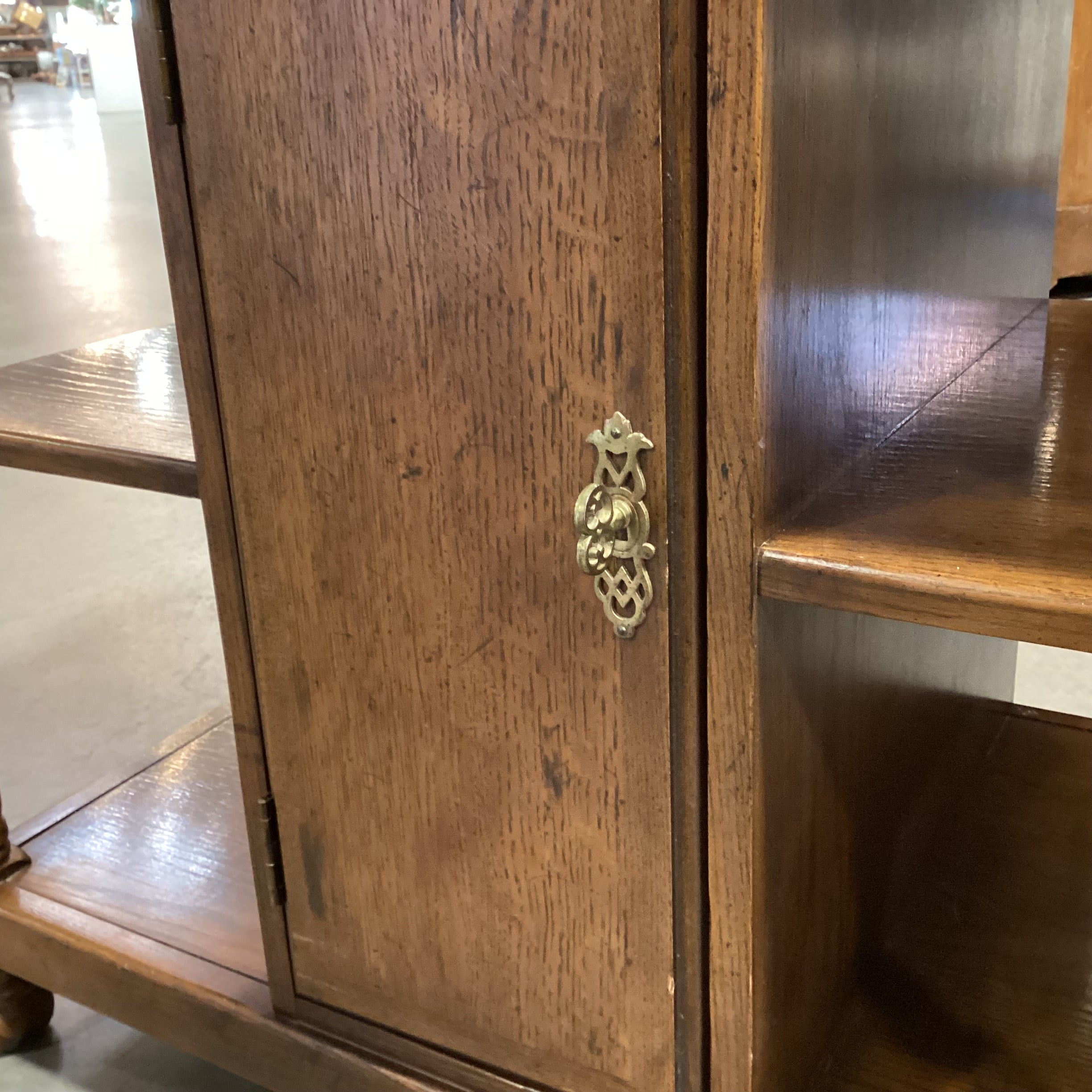 Vintage Barley Twist & Veneer 3 Tiered with Door & Shelves End Table 28"x 18"x 26.5"