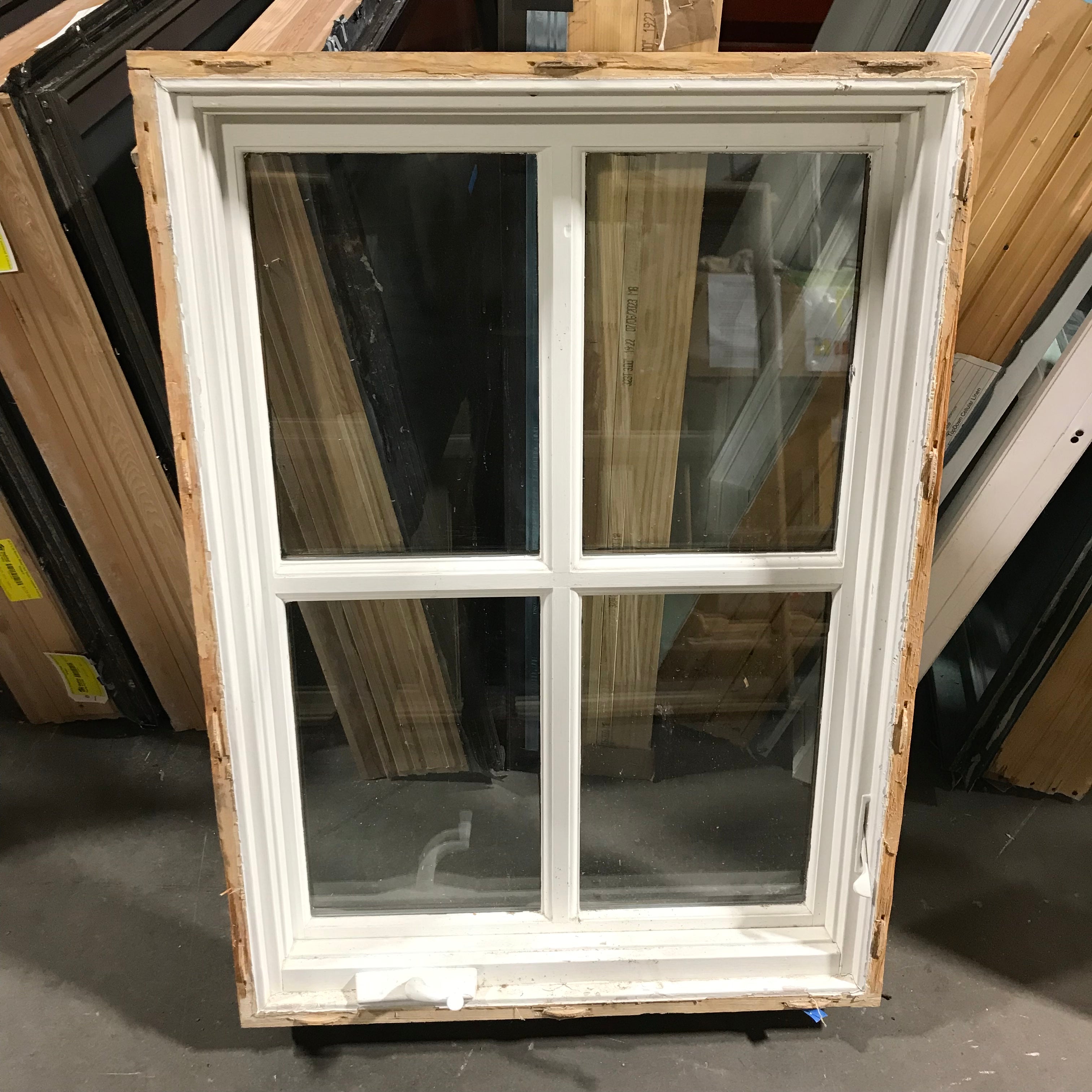 28"x 39.25"x 4.5" Gray Wood Clad 4 Pane Single Casement Exterior Window