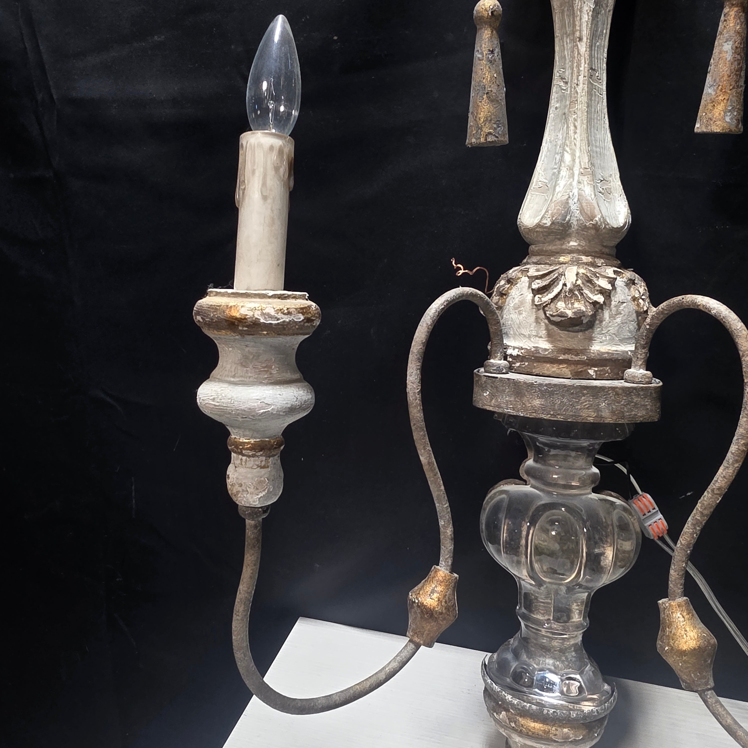 Rustic French Decorated Swinging Arms Double Light Sconce 22"x4"x34"