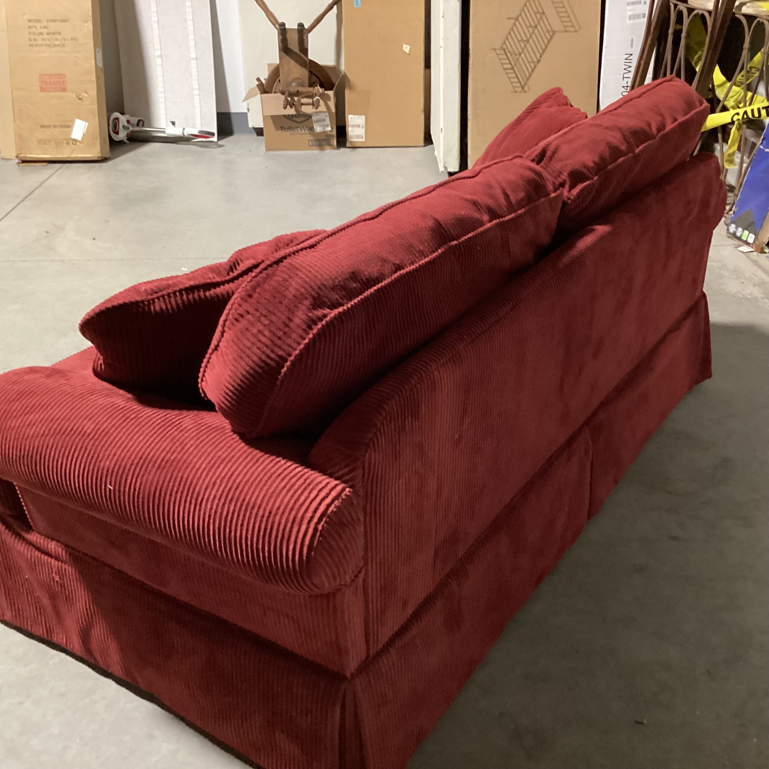 Jonathan Louis Merlot Wide Ribbed Plush Corduroy Full Sleeper Slofa 83"x 39"x 30"