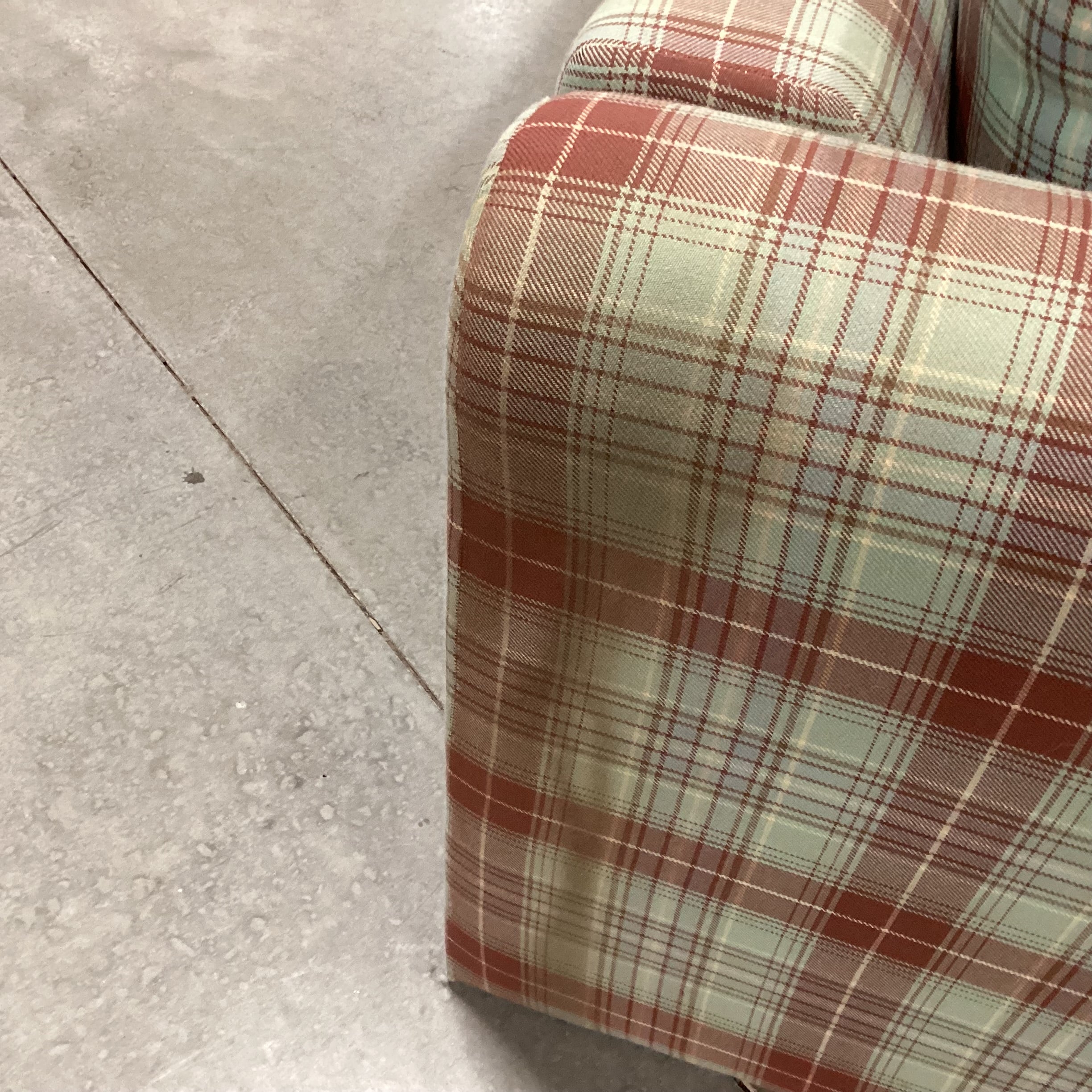 Green Rust Blue Woven Plaid Sofa 87"x 36"x 25"