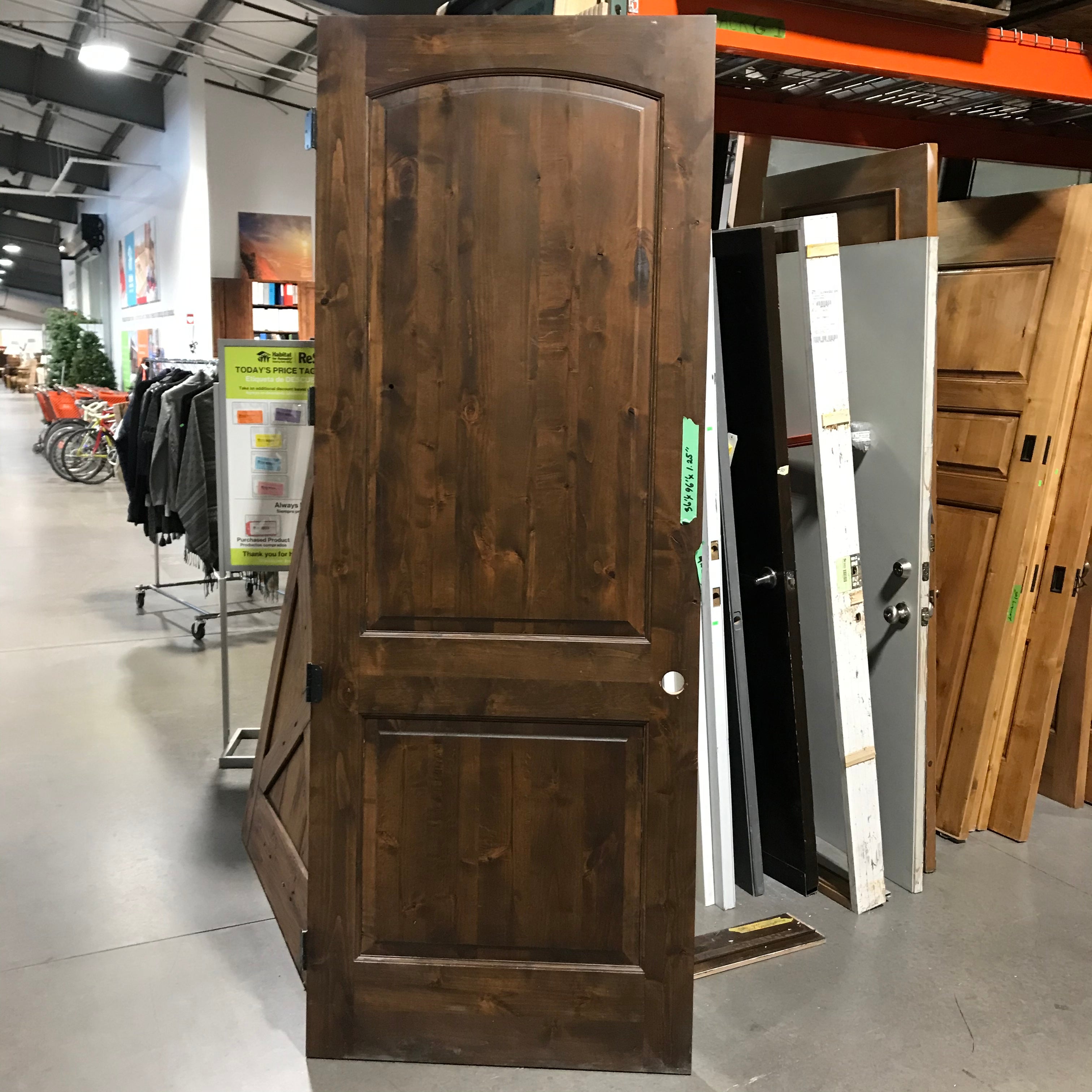 36"x 96"x 1.25" Brown 2 Panel with Arch on Upper Panel Interior Door