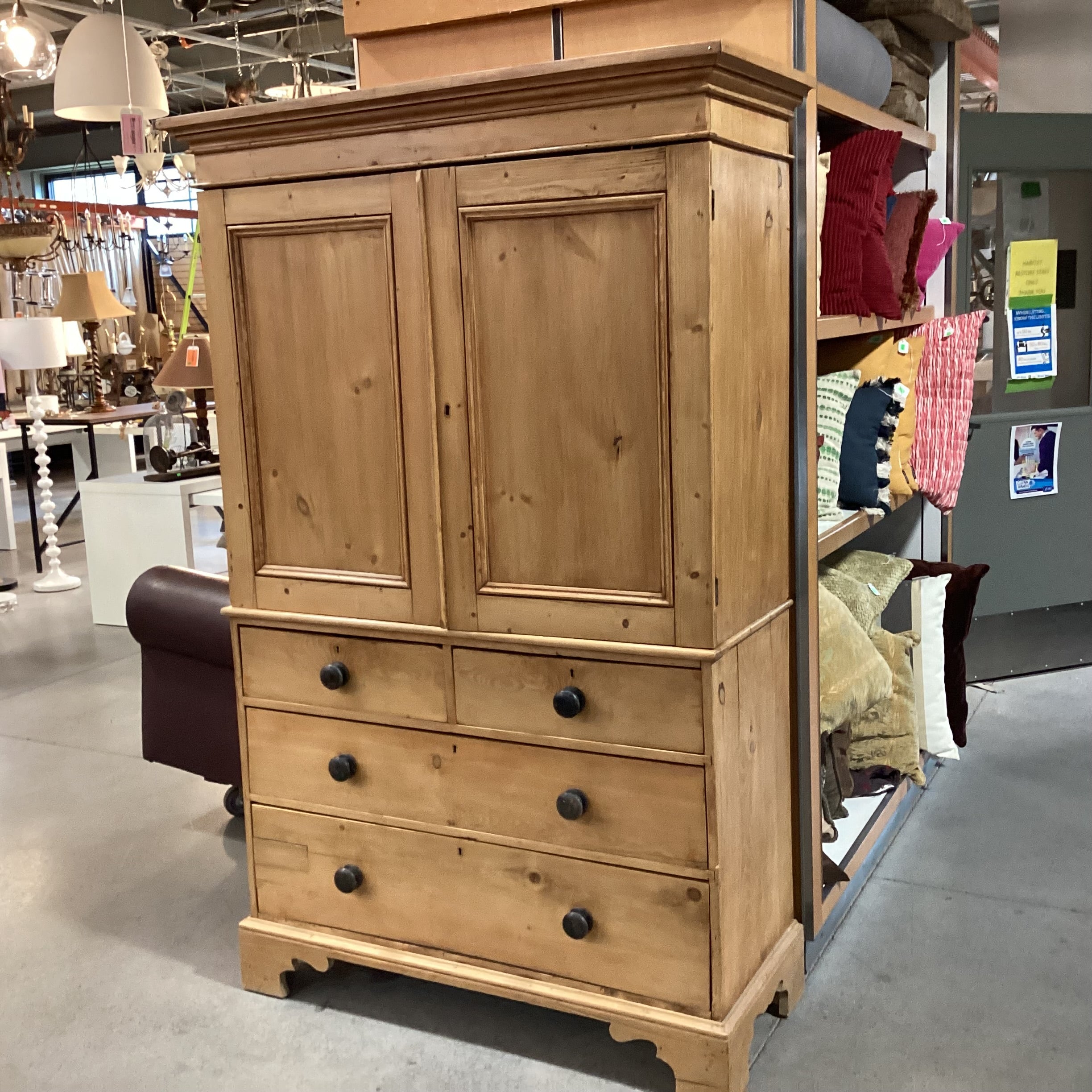 Pine 2 Door 4 Drawer Armoire 49"x 20"x 76"