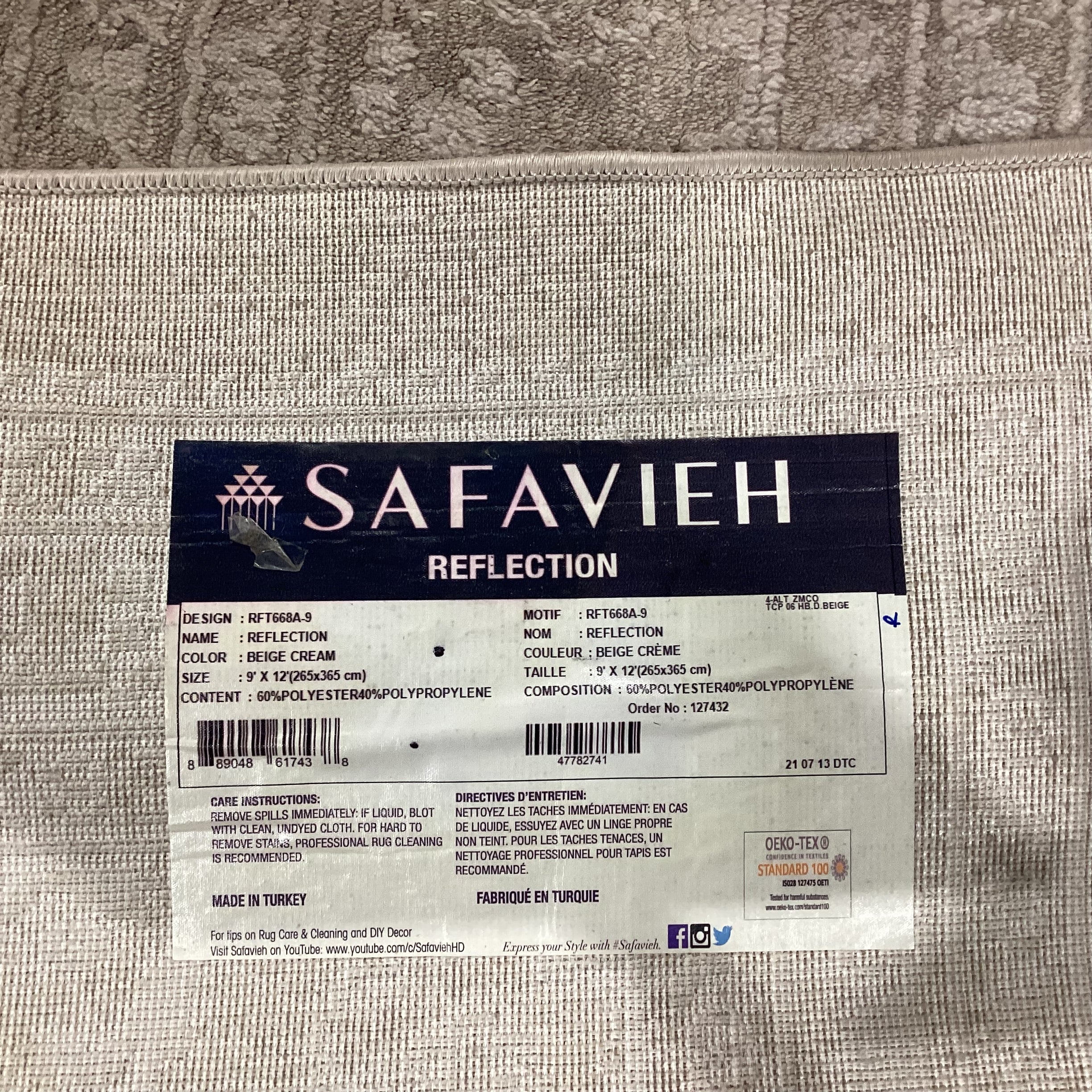 Safavieh Reflection Beige Creme Raised Woven Rug 9'x 12'